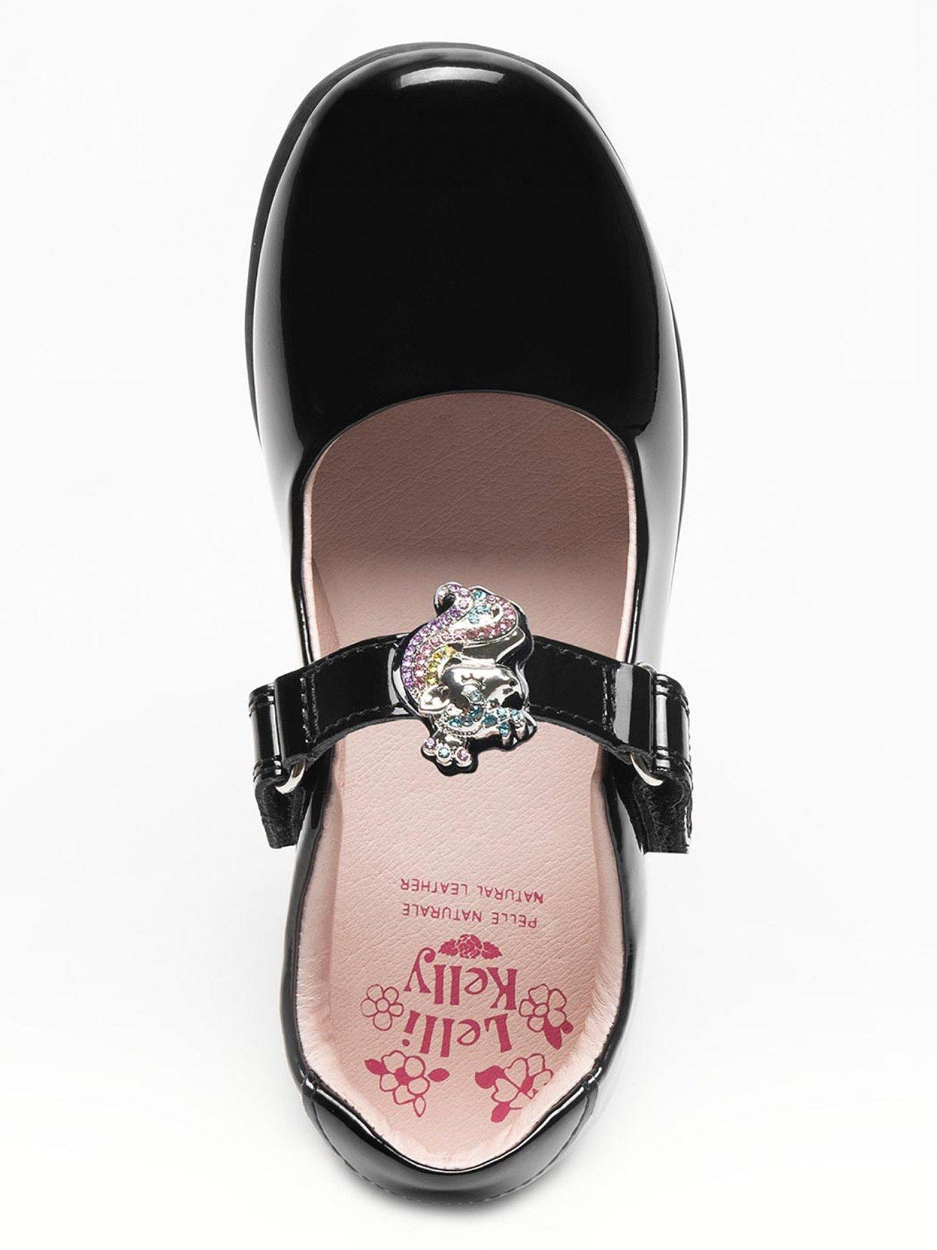 Image 4 of 6 of Lelli Kelly Lelli Kelly Bianca Unicorn Interchangeable Strap Mary Jane School Shoe - Black