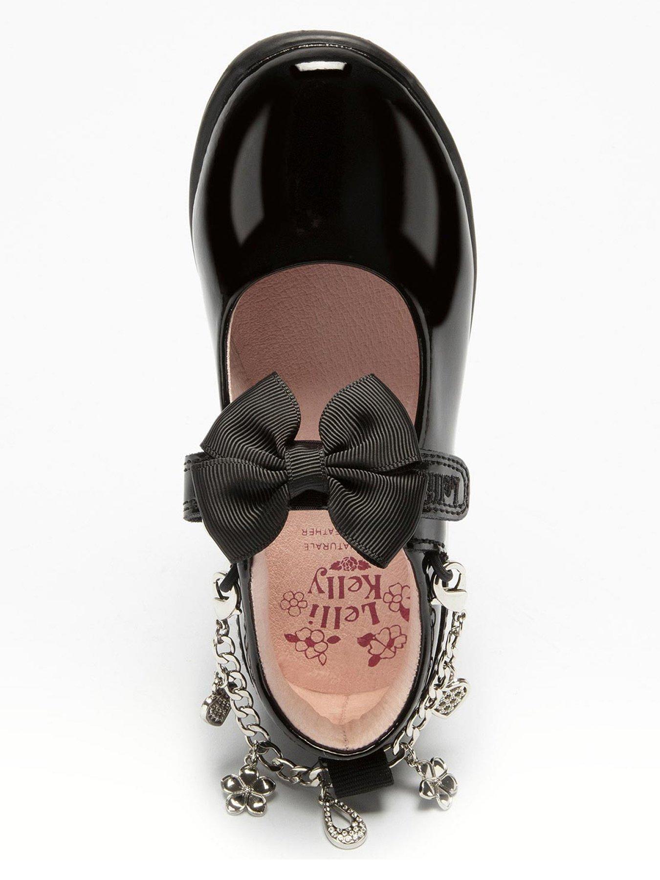 Image 4 of 5 of Lelli Kelly Lelli Kelly Alicia Bracelet Removeable Bow Patent School Shoe - Black