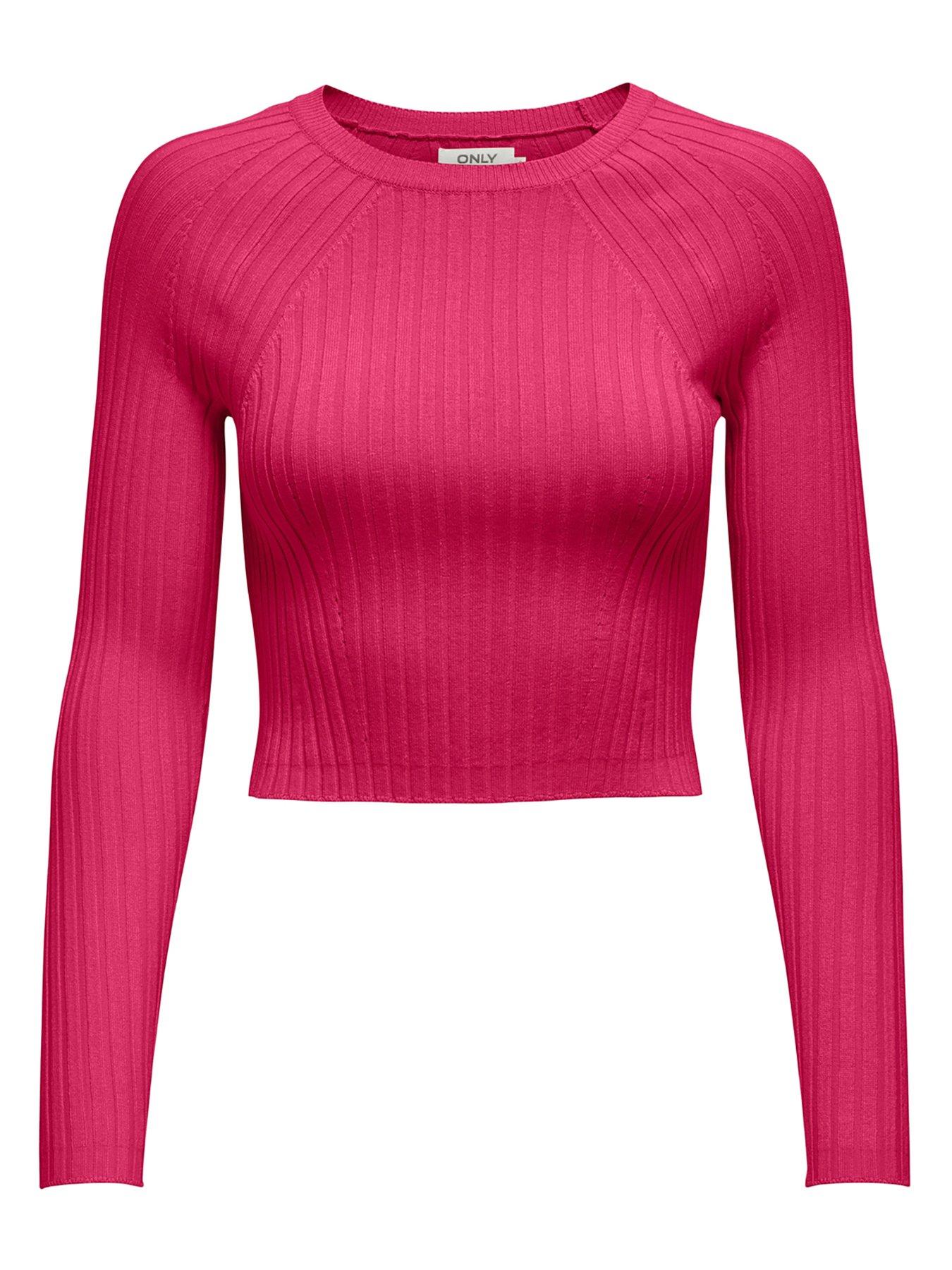 only-kids-girls-long-sleeve-ribbed-jumper-bright-pink