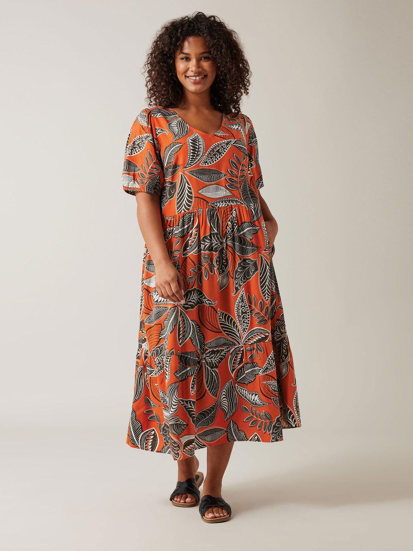 evans-printed-linen-blend-dress