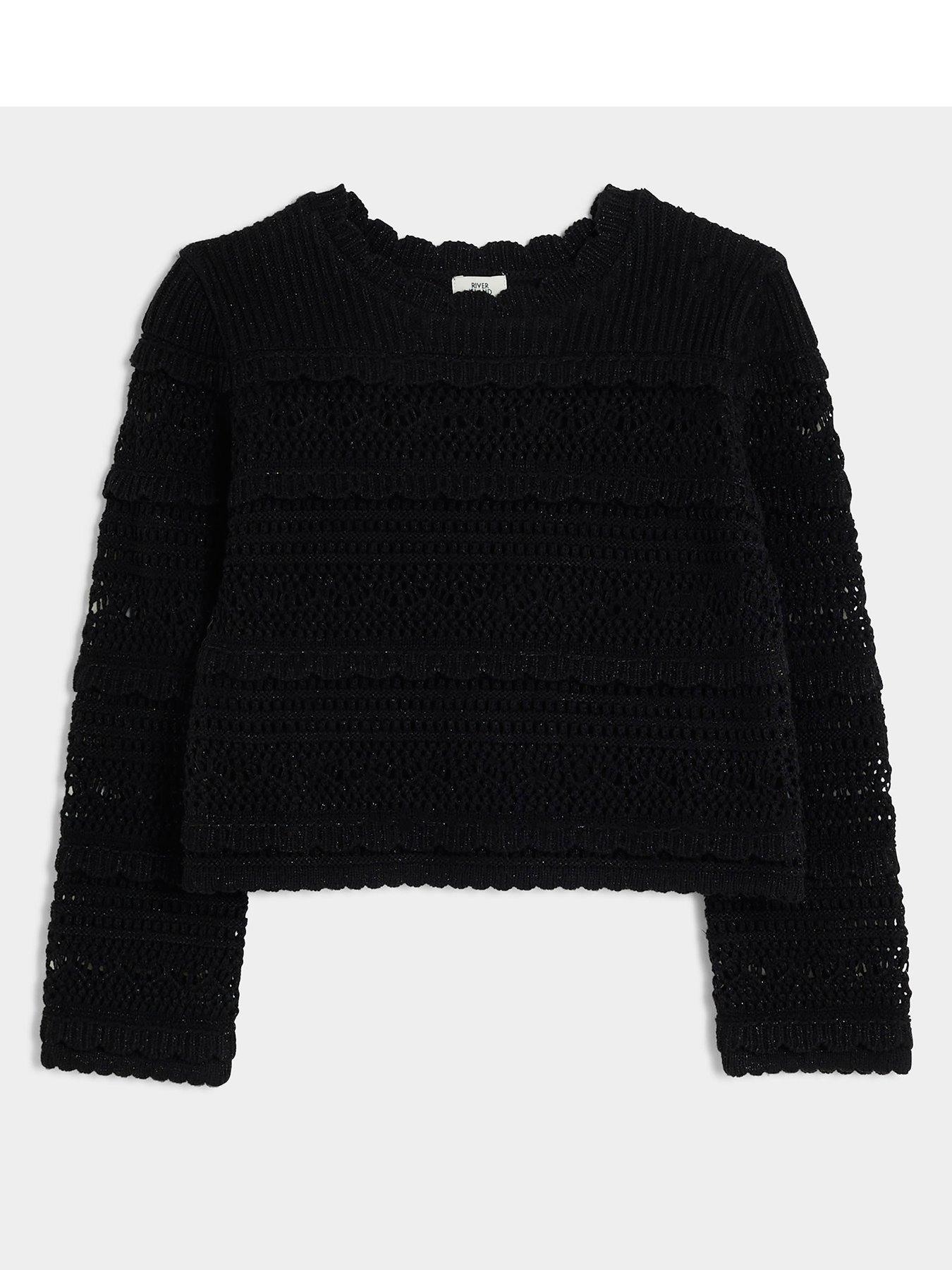 river-island-girls-crochet-metallic-jumper-black