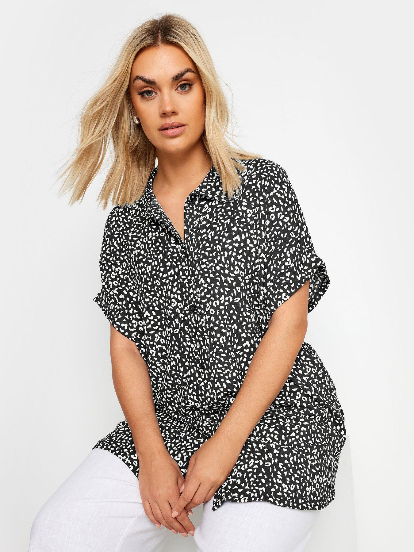 yours-curve-printed-structured-shirt-black