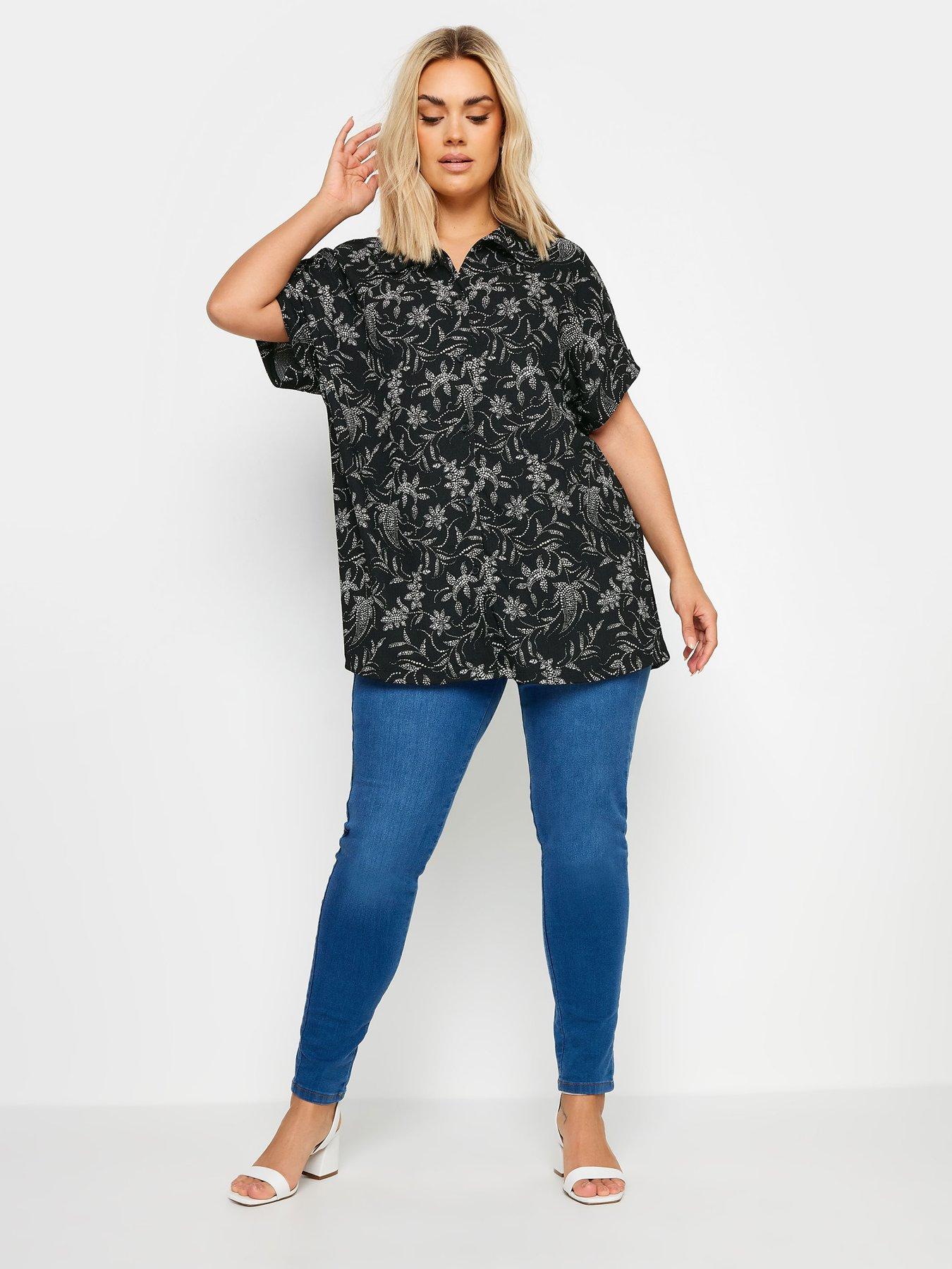 yours-curve-printed-structured-shirt-blackback