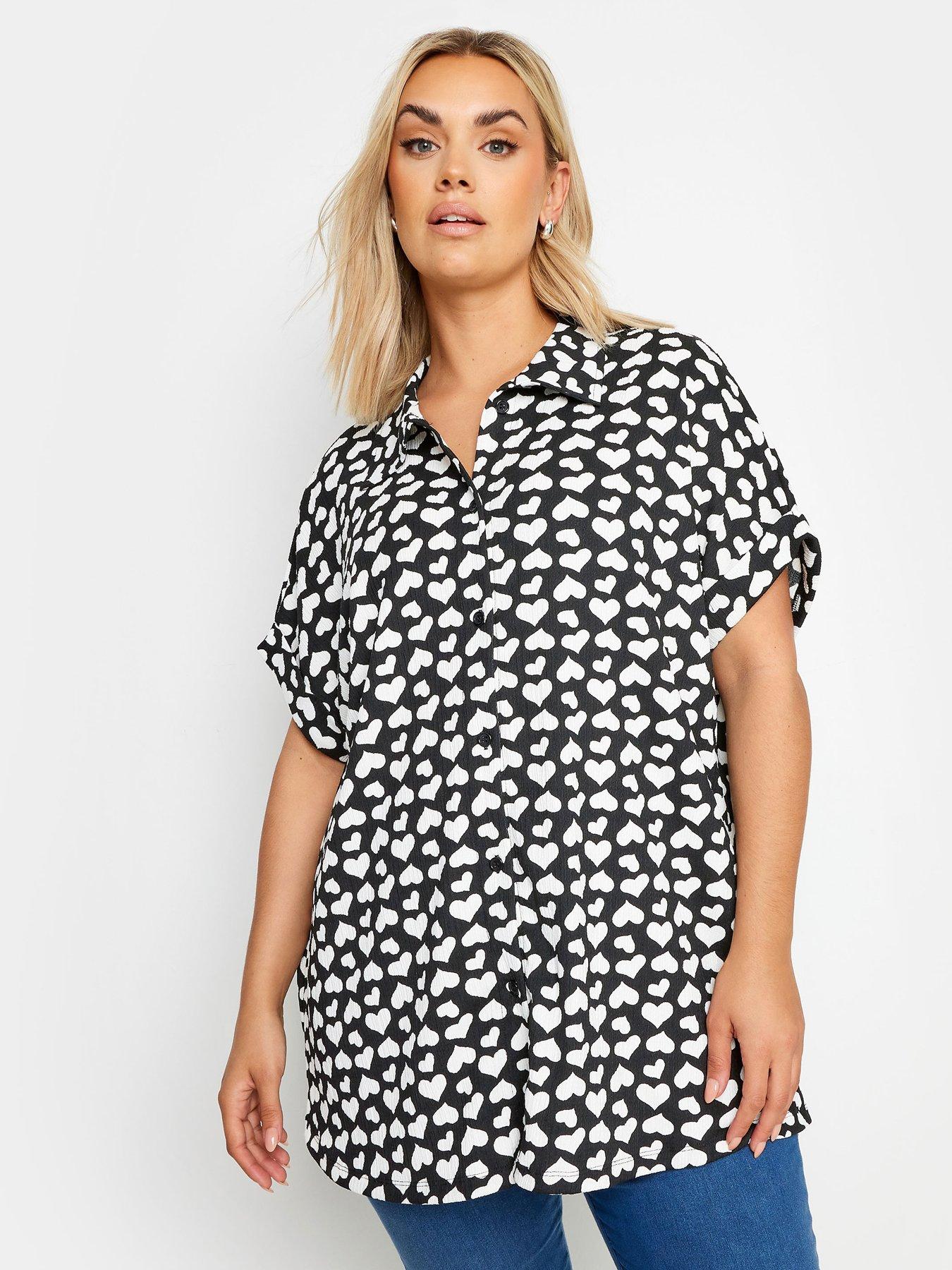 yours-curve-heart-printed-structured-shirt-black