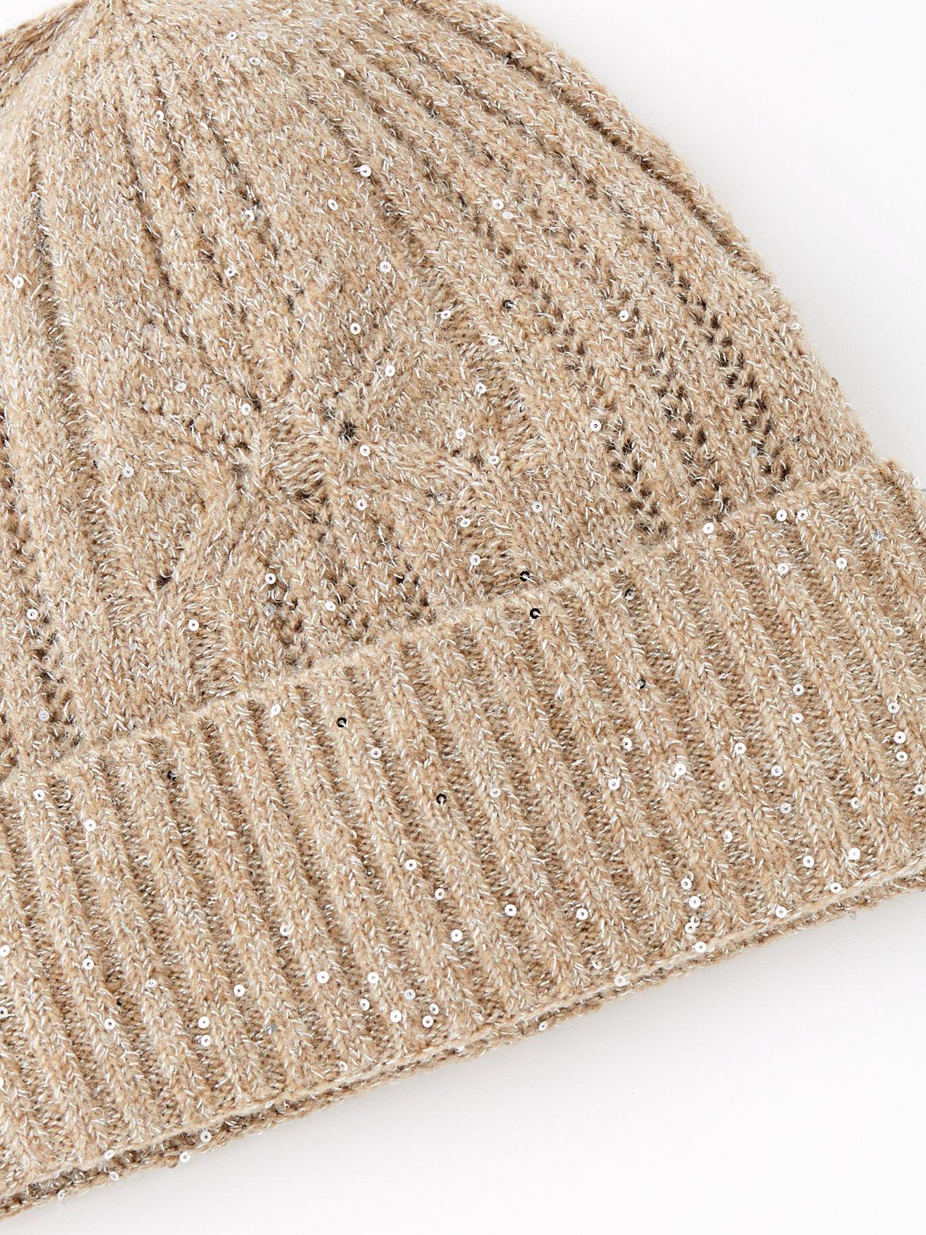 pieces-sequin-knitted-beanie-beigeoutfit