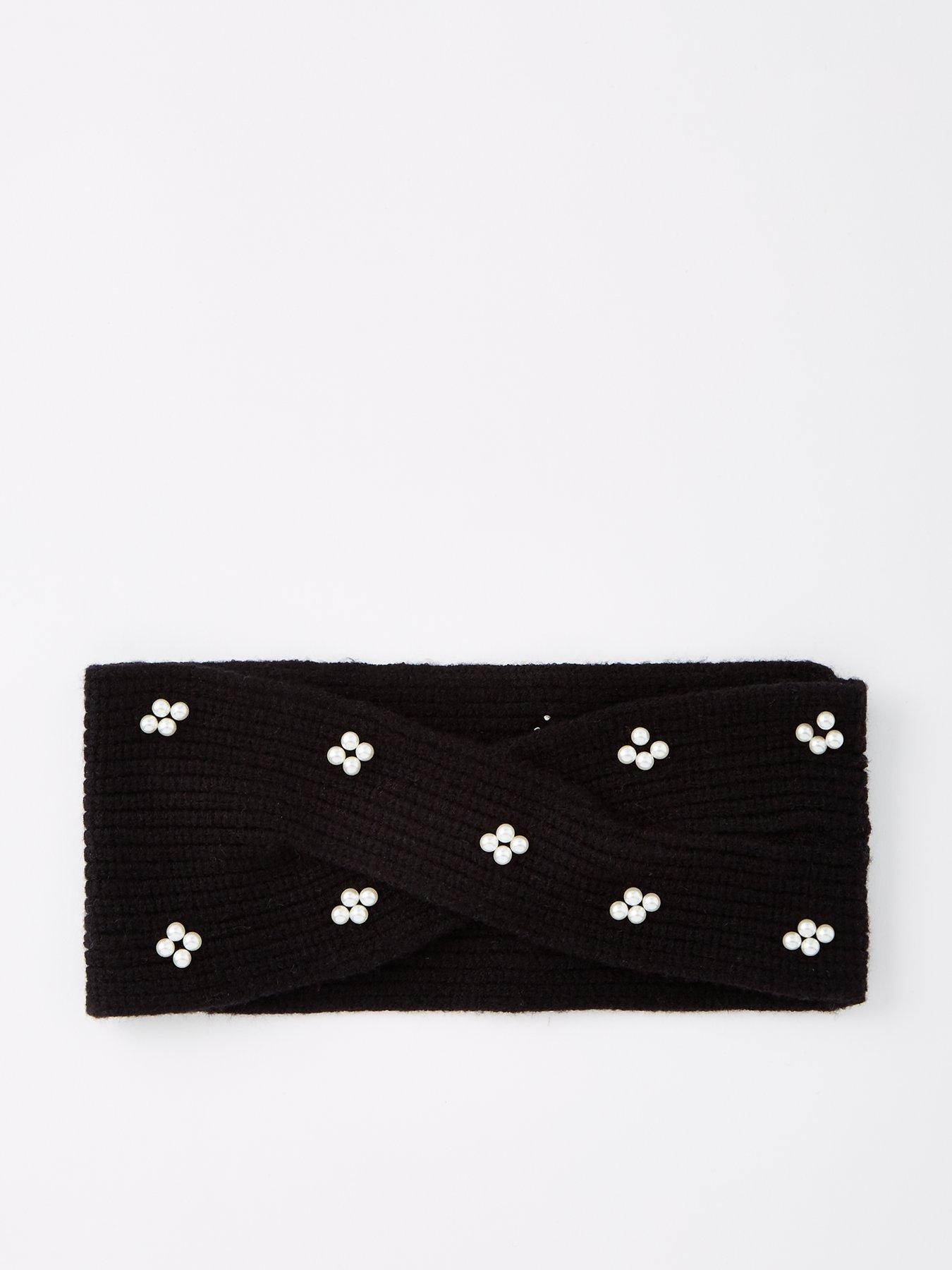 pieces-pearl-embellished-headband-black