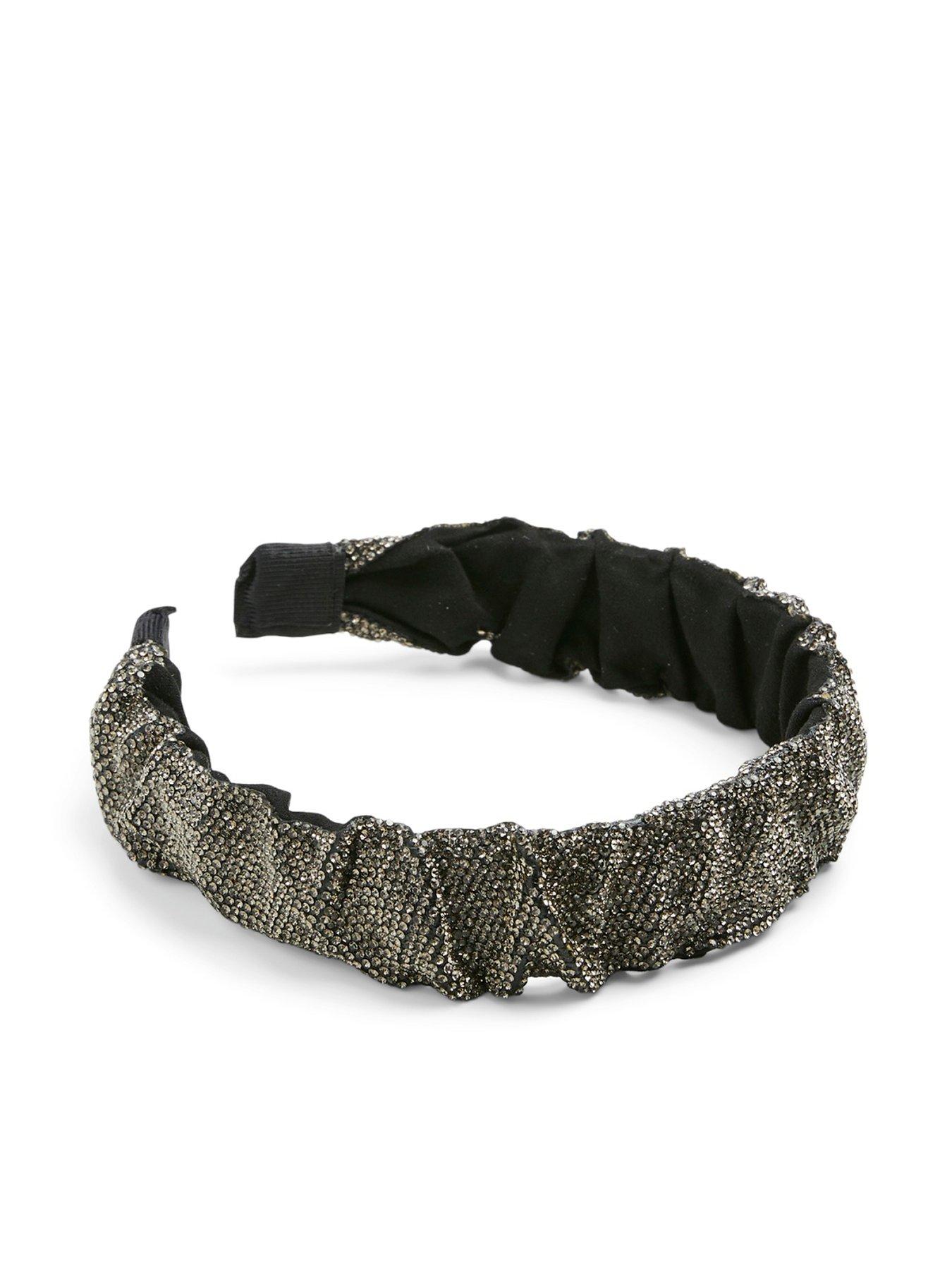 pieces-sparkle-ruched-headband-black