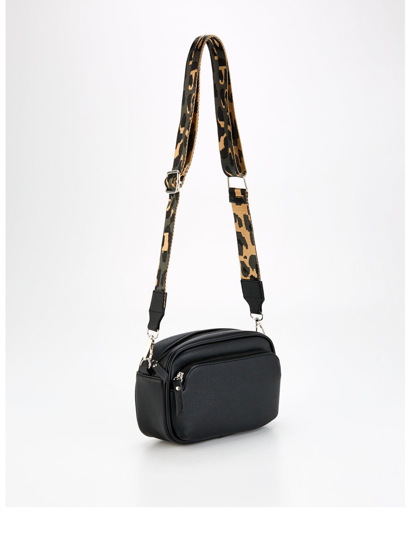 pieces-camera-bag-with-leopard-printed-strap-blackback