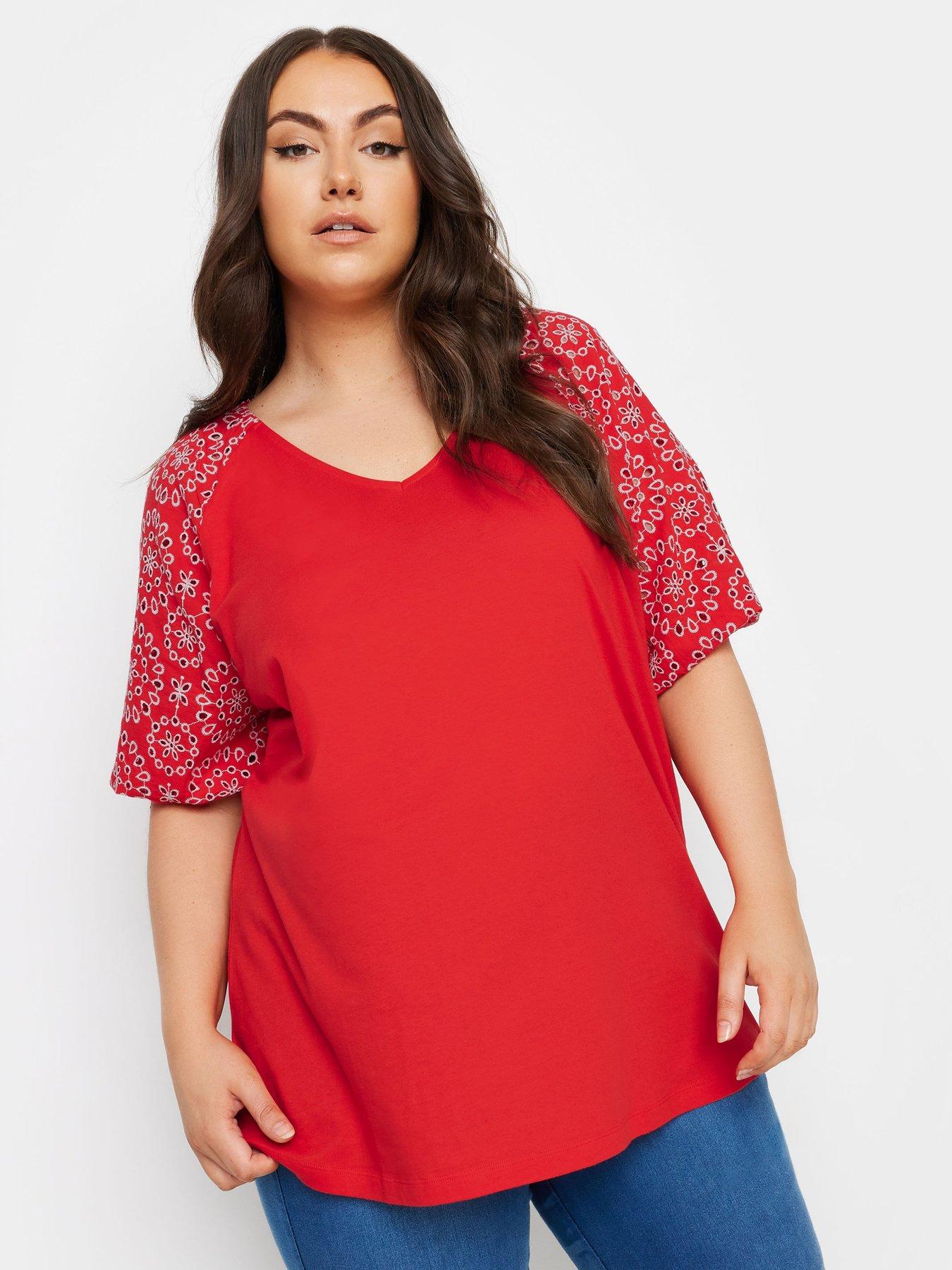 yours-curve-anglaise-sleeve-t-shirt-red