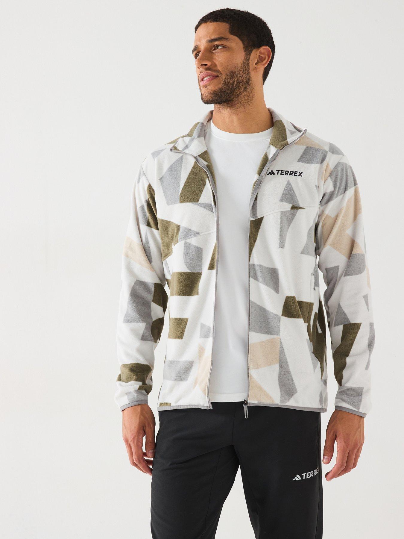 Image 1 of 6 of adidas Terrex Mens Mountain Printed Full Zip Fleece Jacket -green