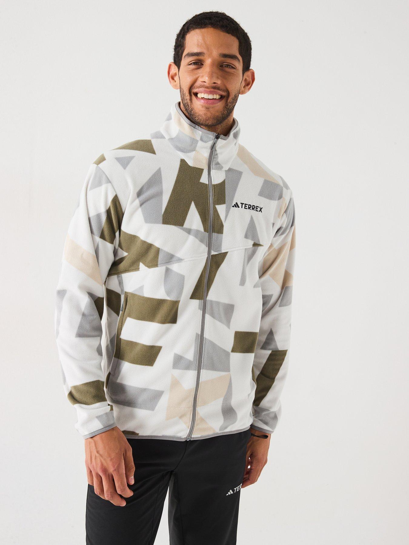 Image 5 of 6 of adidas Terrex Mens Mountain Printed Full Zip Fleece Jacket -green
