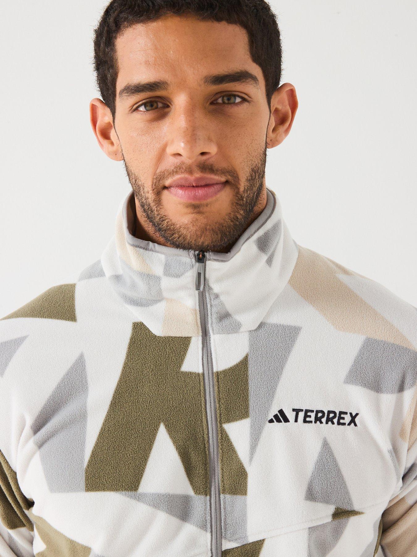 Image 6 of 6 of adidas Terrex Mens Mountain Printed Full Zip Fleece Jacket -green