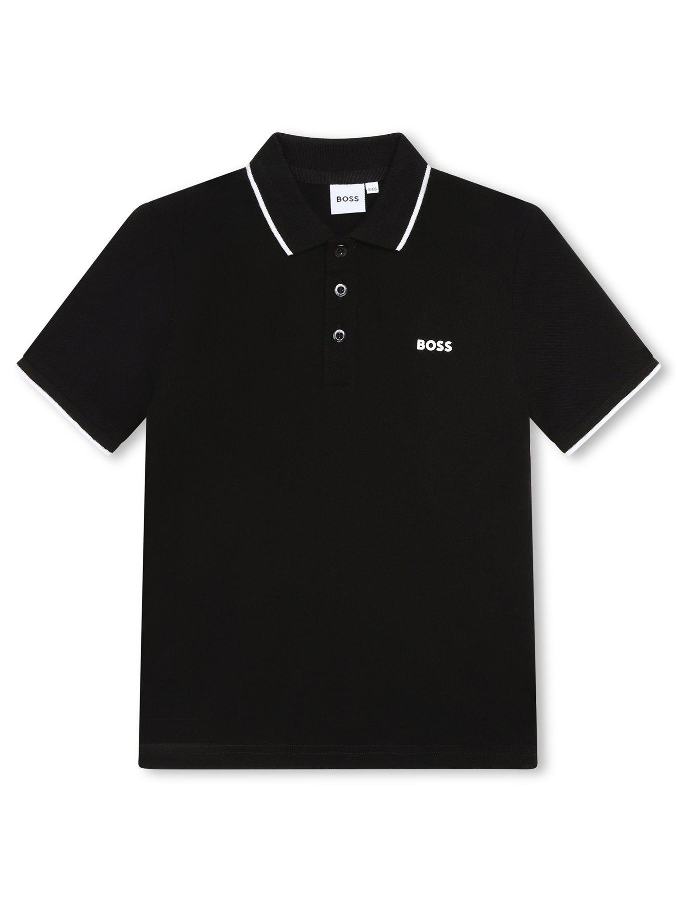 boss-boys-short-sleeve-logo-polo-blackfront