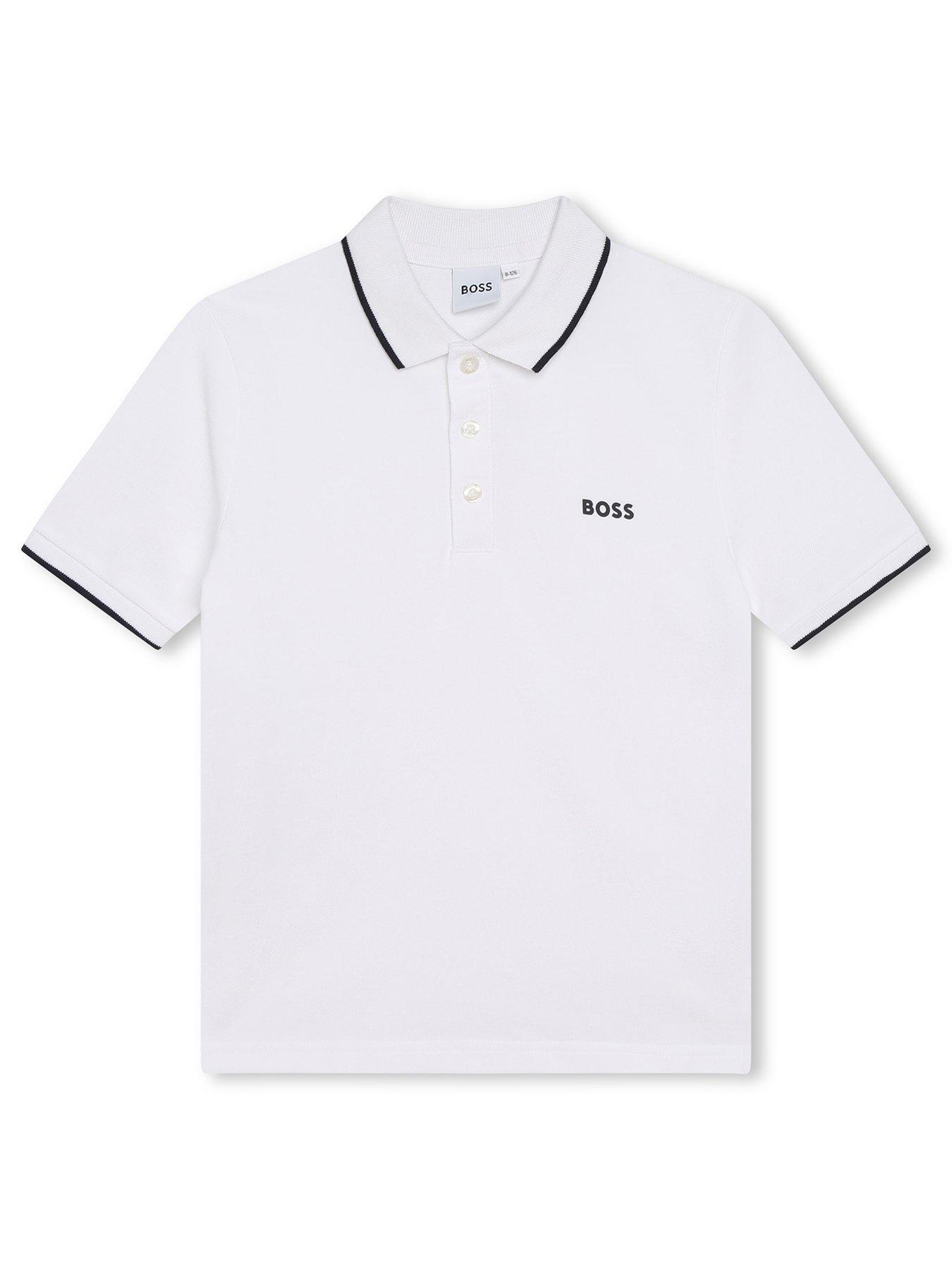 BOSS Boys Short Sleeve Logo Polo - White