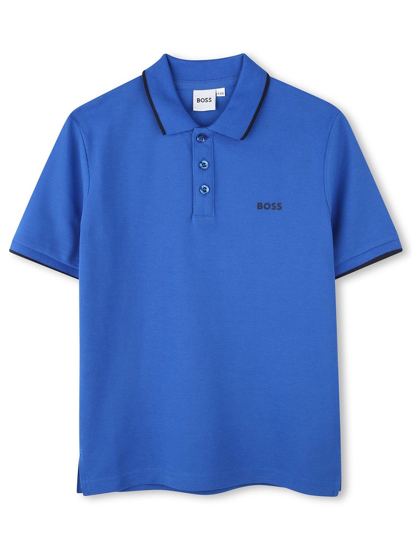 BOSS Boys Short Sleeve Logo Polo Bright Blue Very Ireland