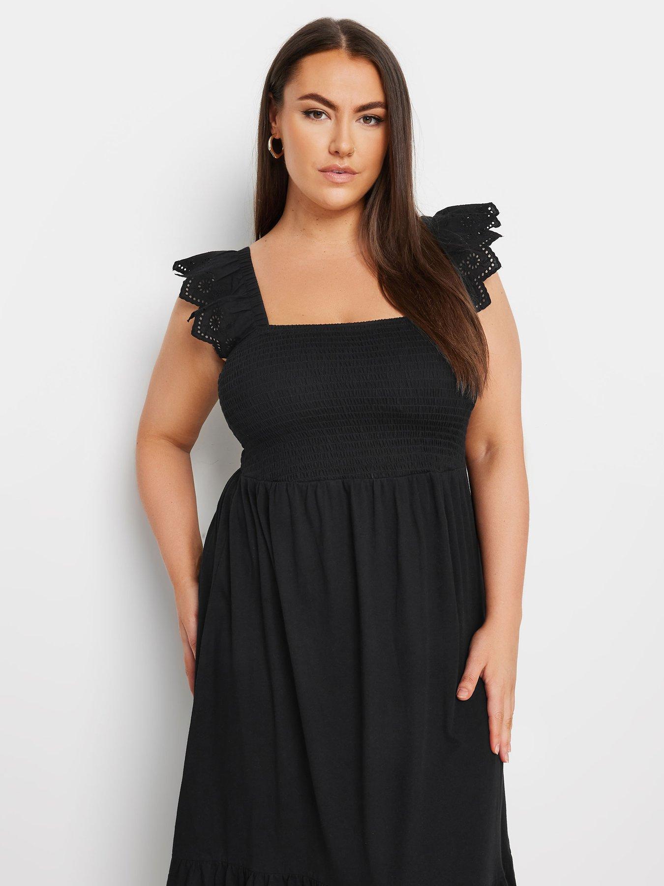 yours-curve-shirred-anglaise-frill-tiered-midaxi-dress-blackoutfit