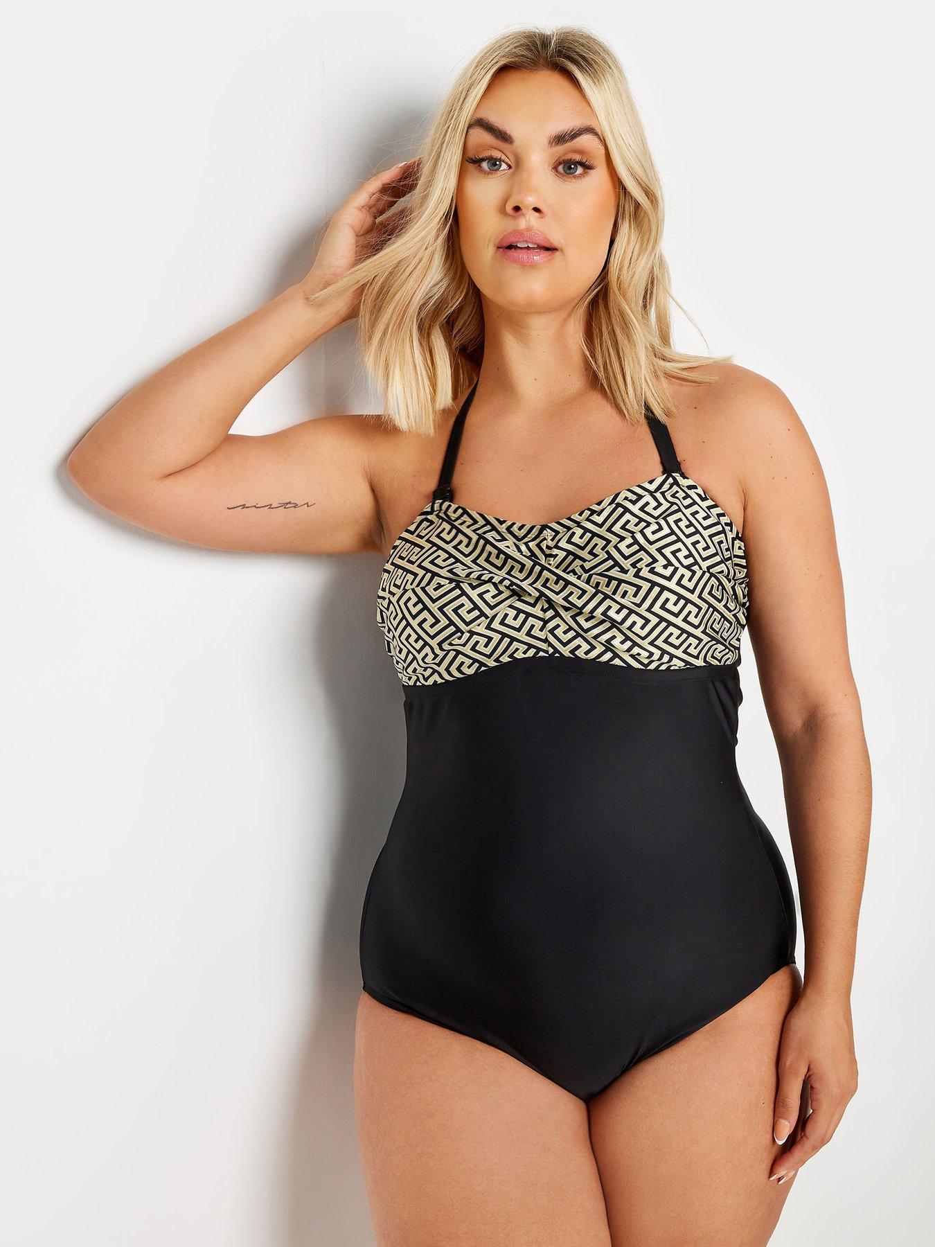 yours-curve-twist-front-bandeau-swimsuit-blackfront