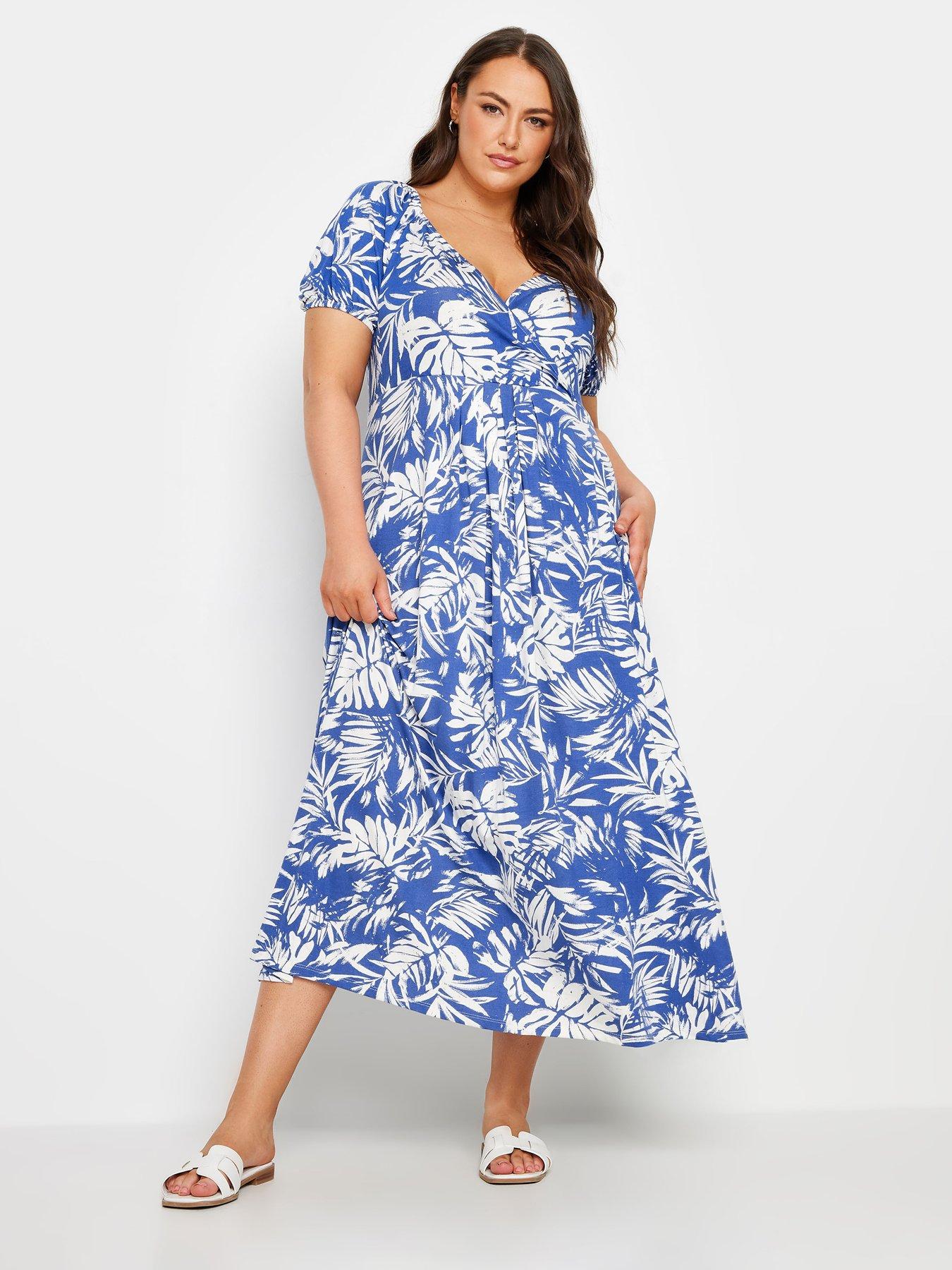 yours-curve-floral-print-midi-dress-bluefront