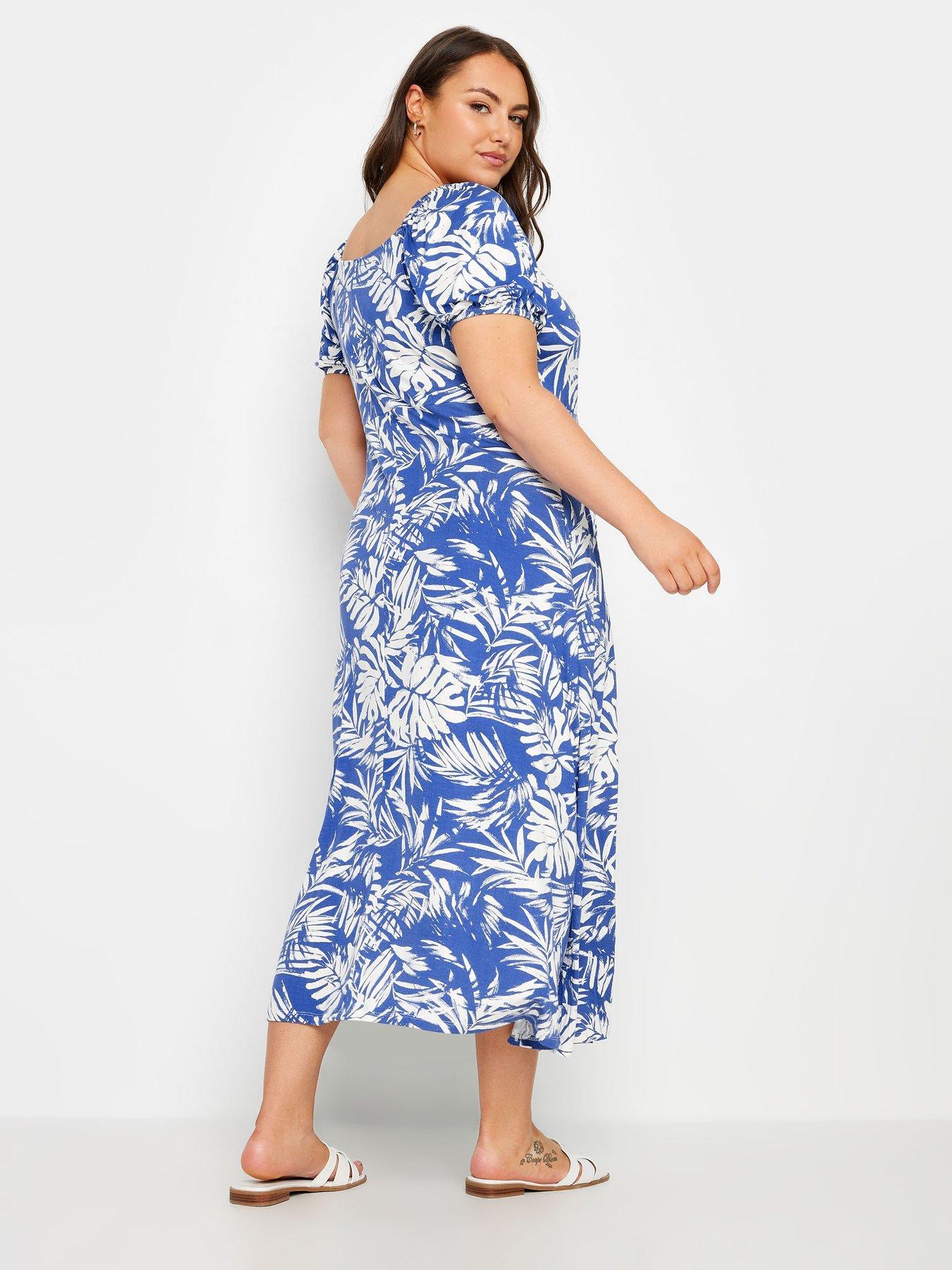 yours-curve-floral-print-midi-dress-bluestillFront