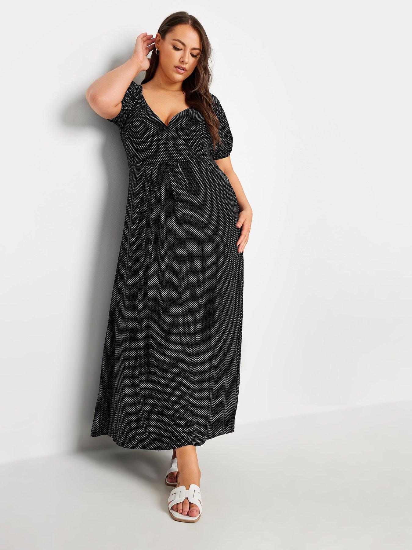 yours-curve-dot-print-tiered-maxi-dress