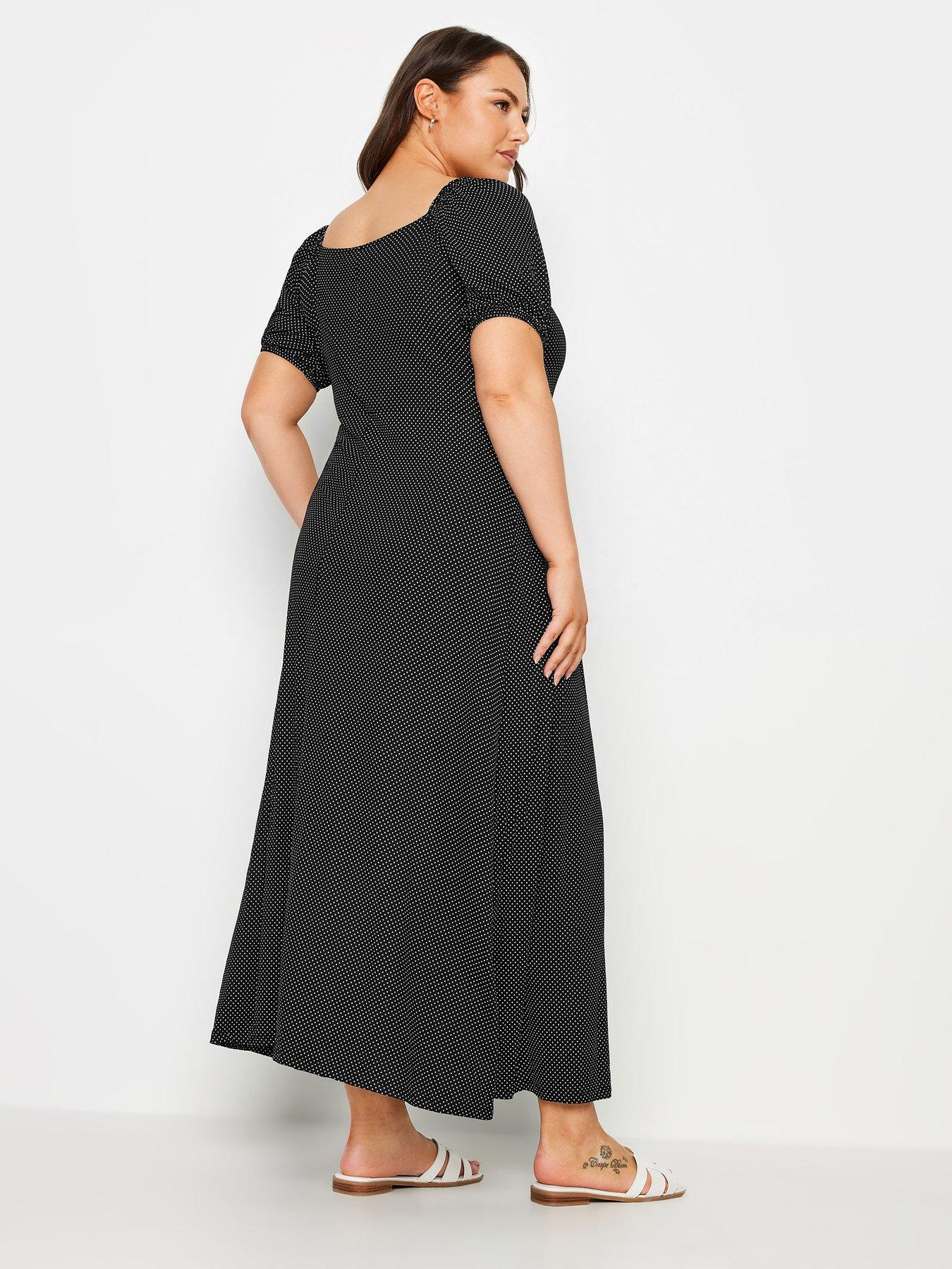 yours-curve-dot-print-tiered-maxi-dressstillFront