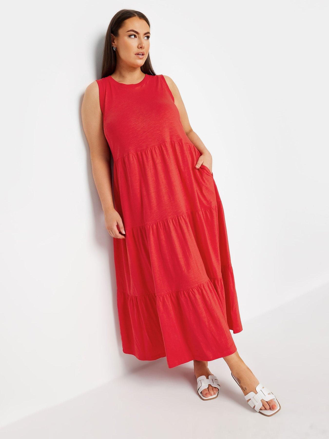 yours-curve-sleeveless-ribbed-trim-tiered-midaxi-dress-redback