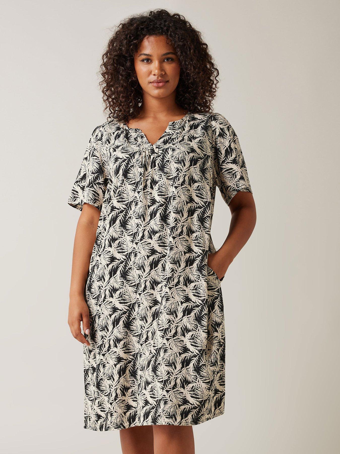 evans-printed-linen-blend-dress