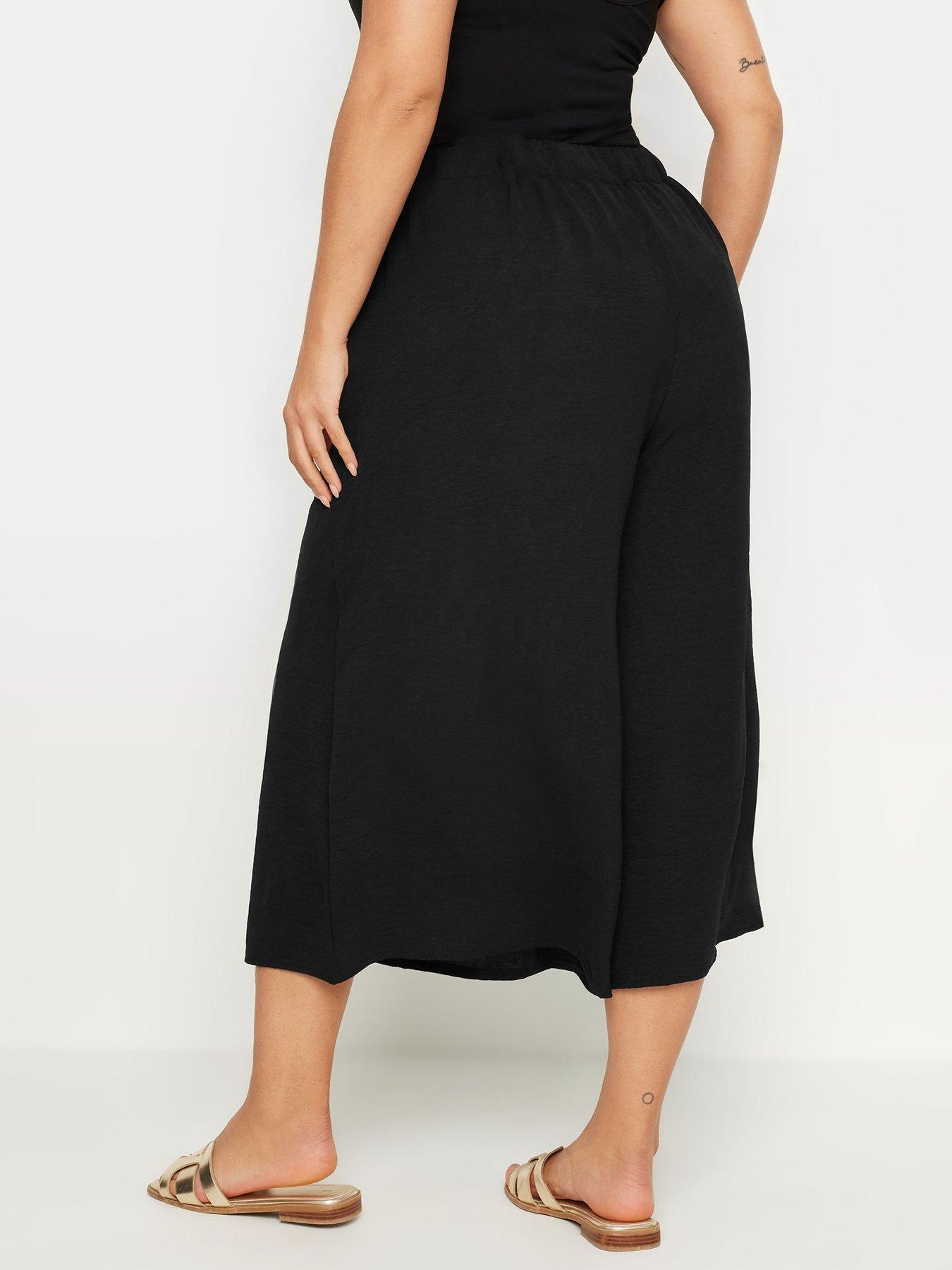 yours-curve-super-wide-hammered-satin-culottes-blackstillFront