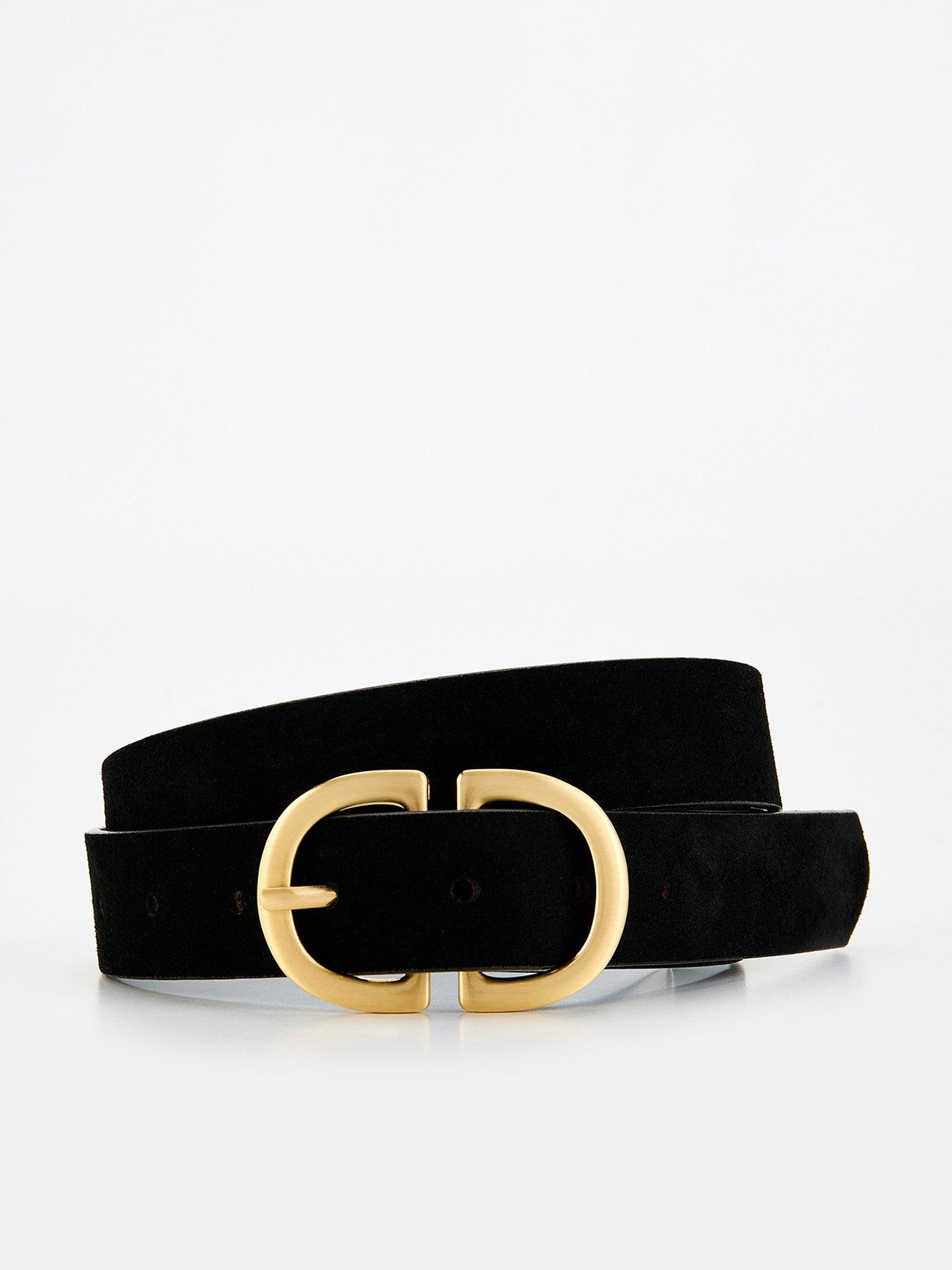 pieces-suede-belt-black