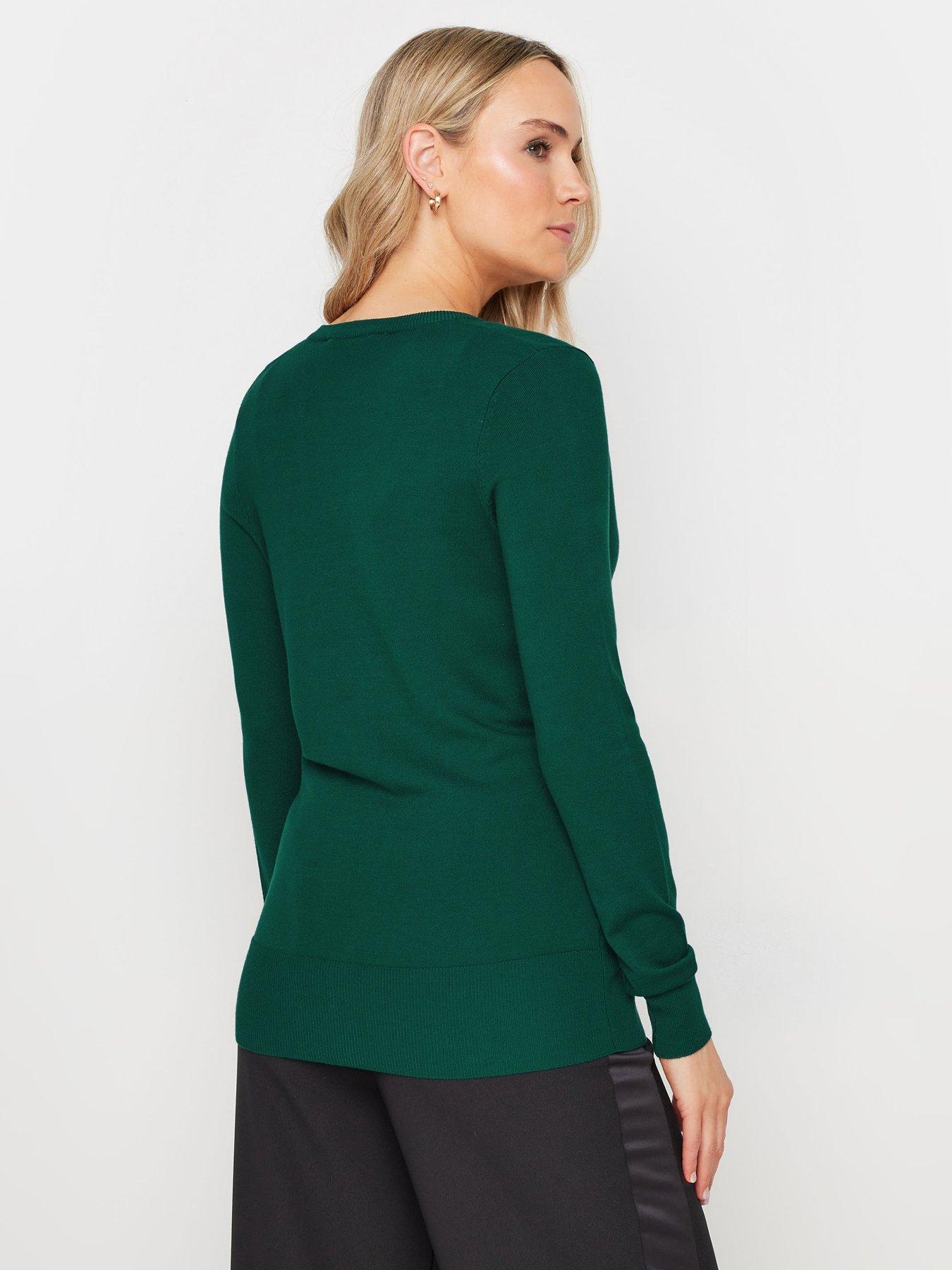 long-tall-sally-tall-crew-neck-cardigan-greenstillFront