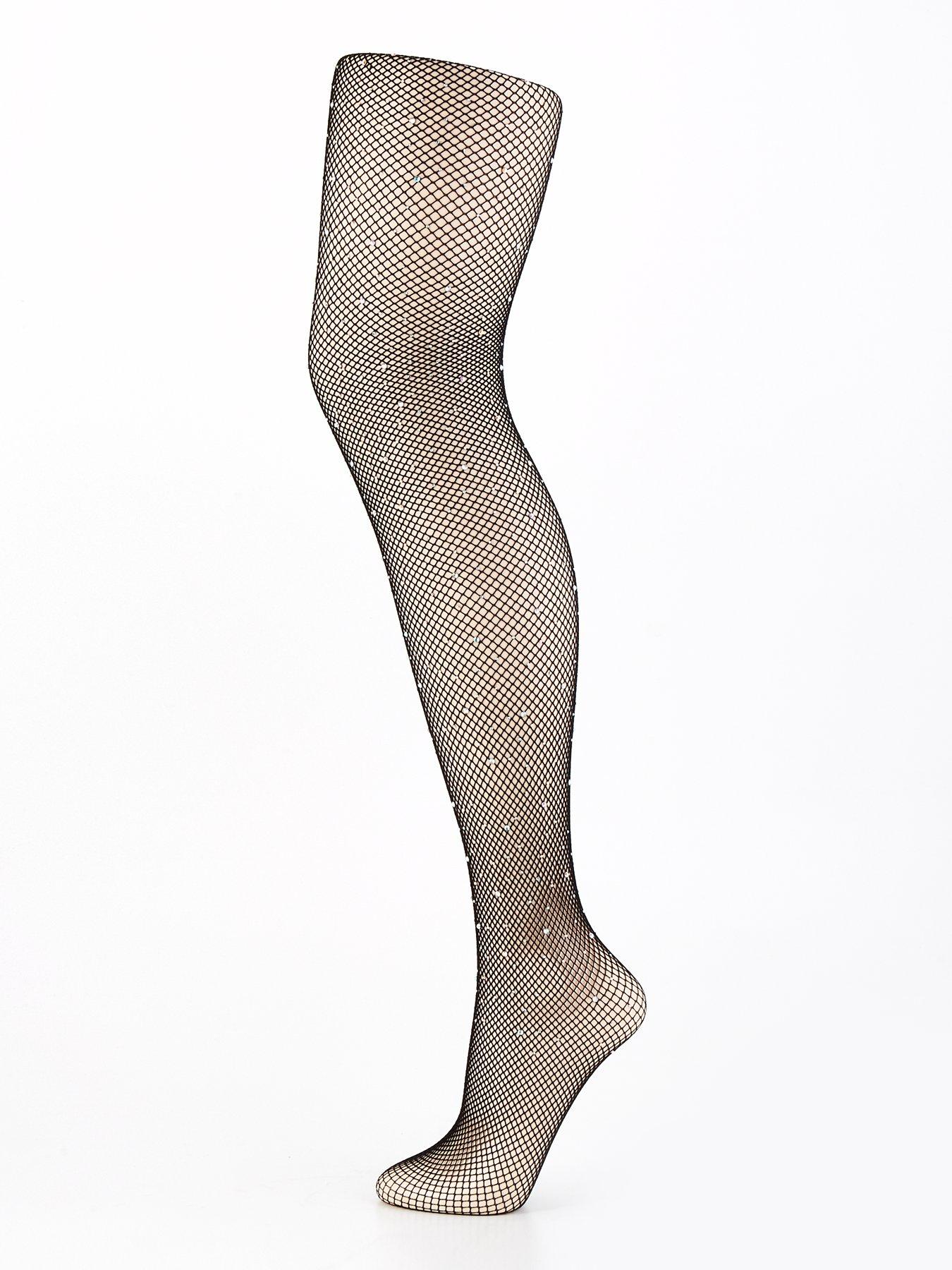 pieces-fishnet-glitter-tights-black