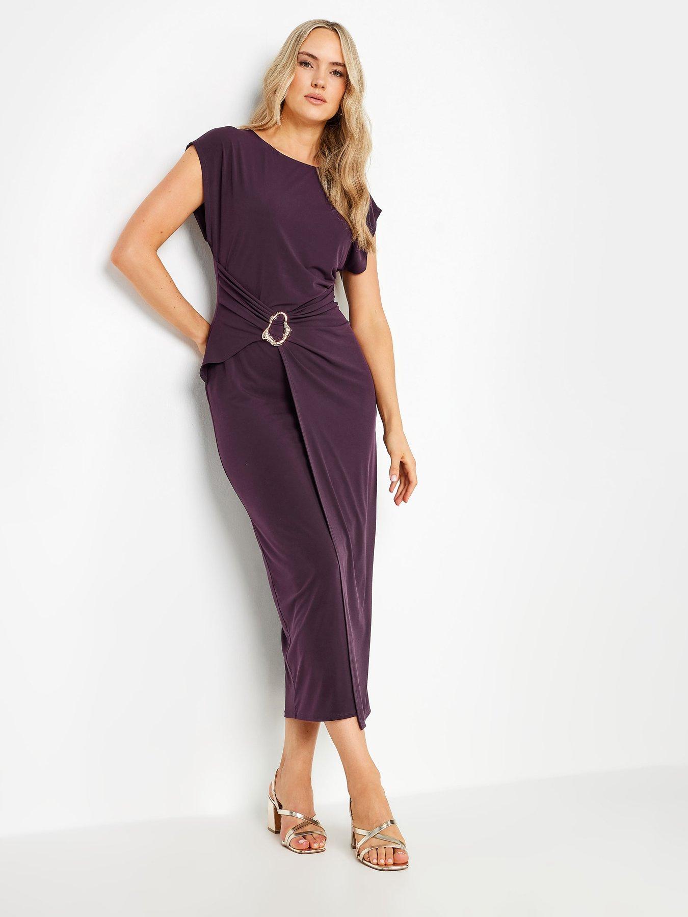 long-tall-sally-tall-ruched-wrap-buckle-midaxi-dress-purple