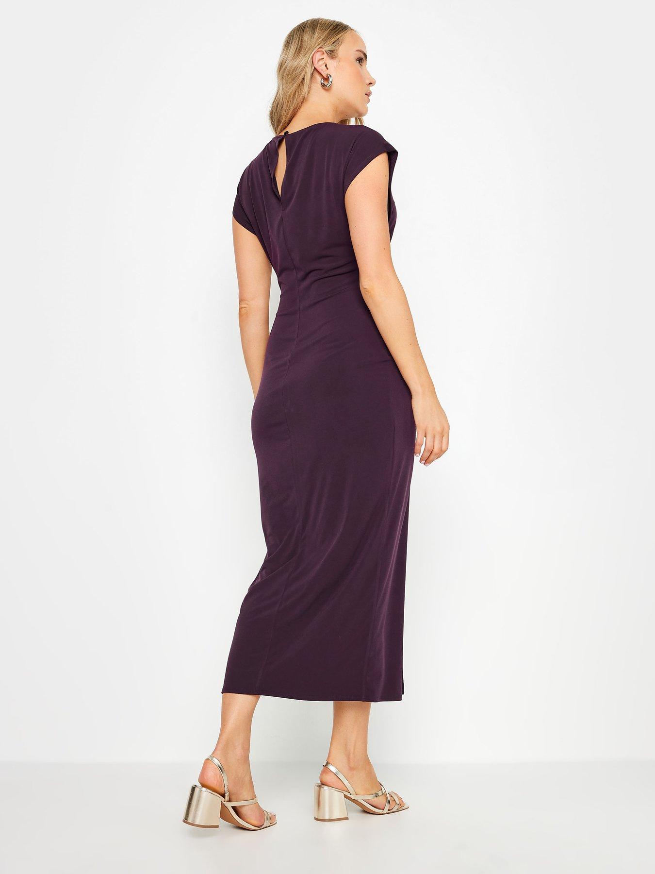 long-tall-sally-tall-ruched-wrap-buckle-midaxi-dress-purplestillFront