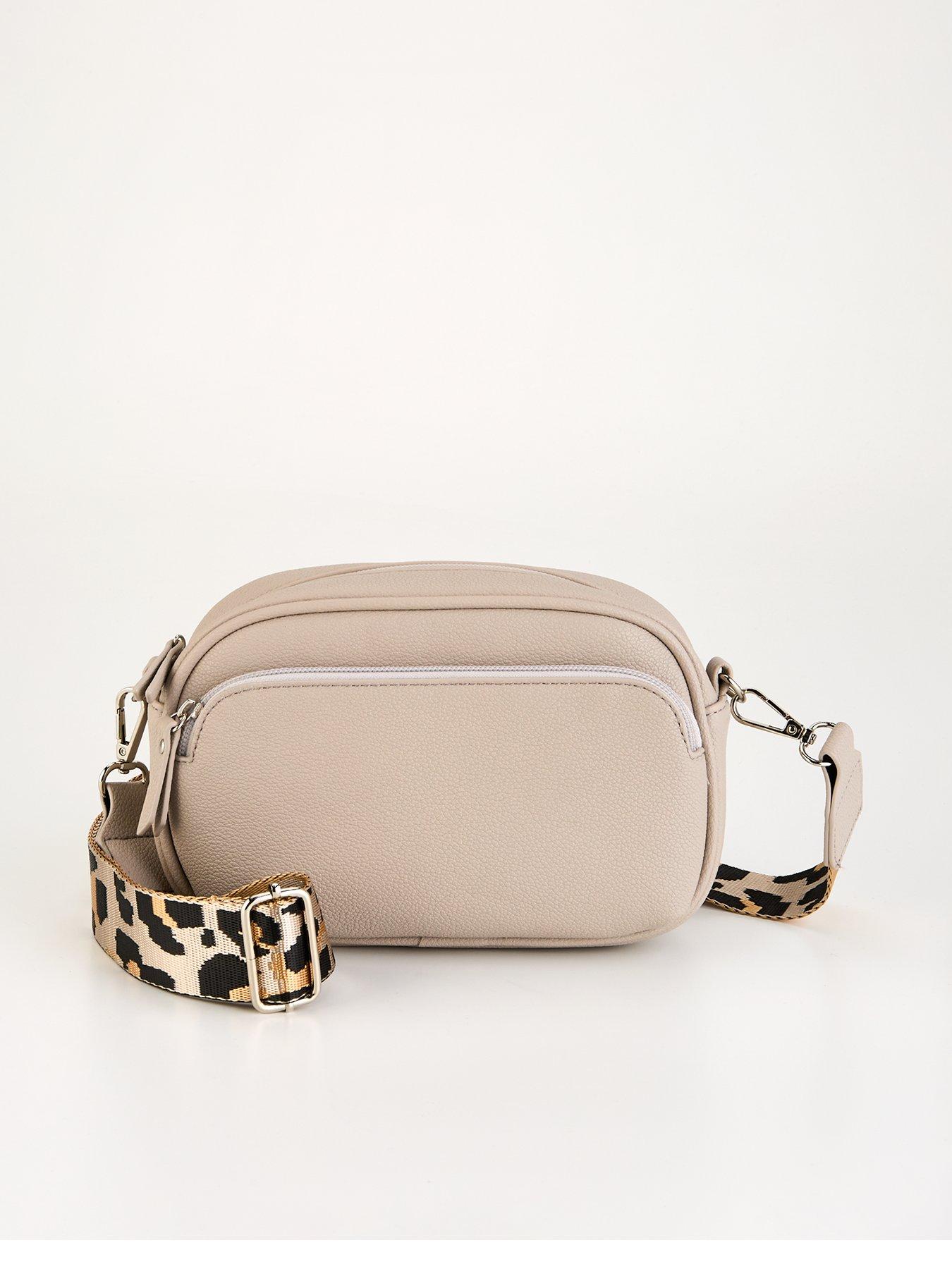 pieces-camera-bag-with-leopard-printed-strap-black