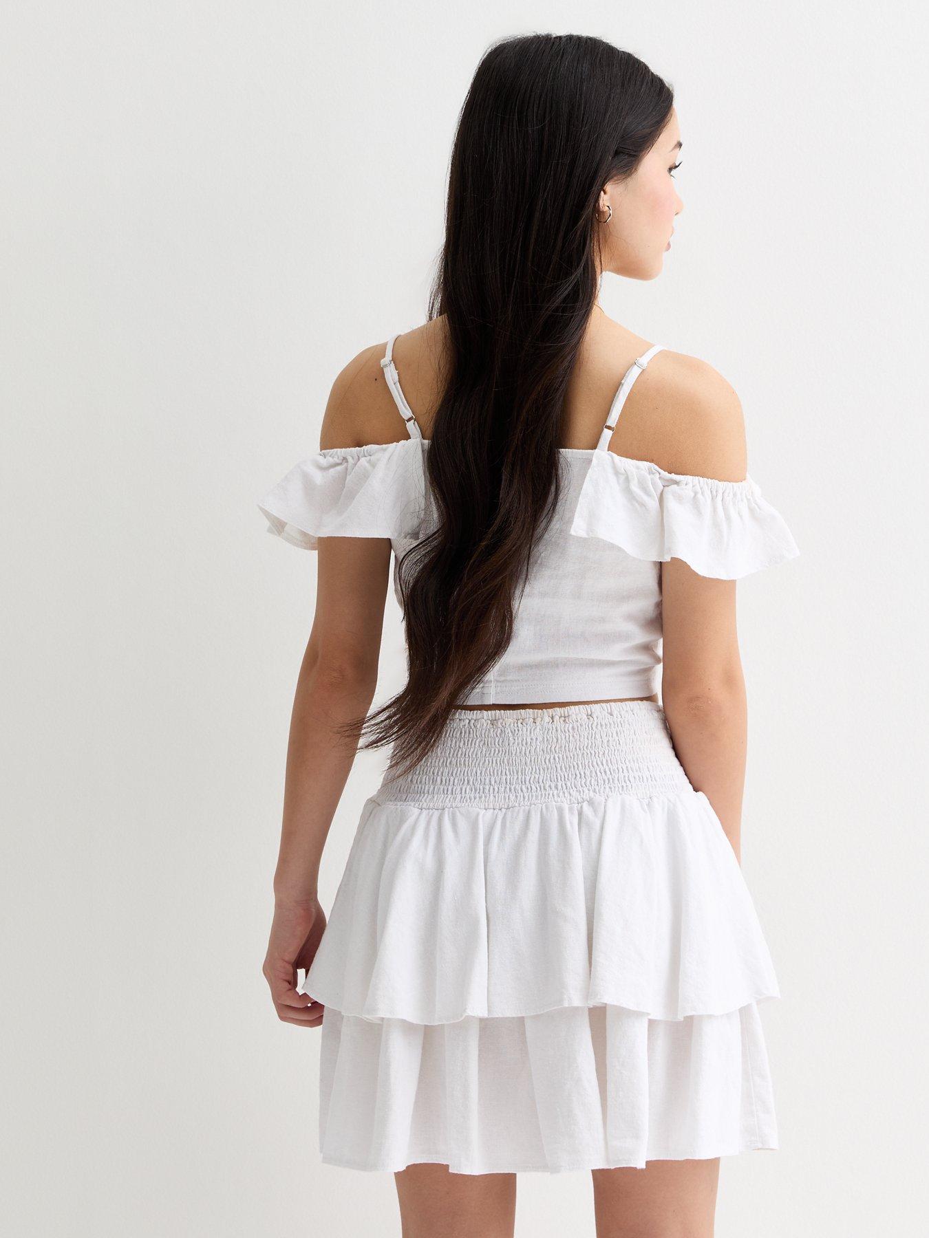 new-look-915-girls-white-linen-blend-ruffle-bardot-cami-topstillFront