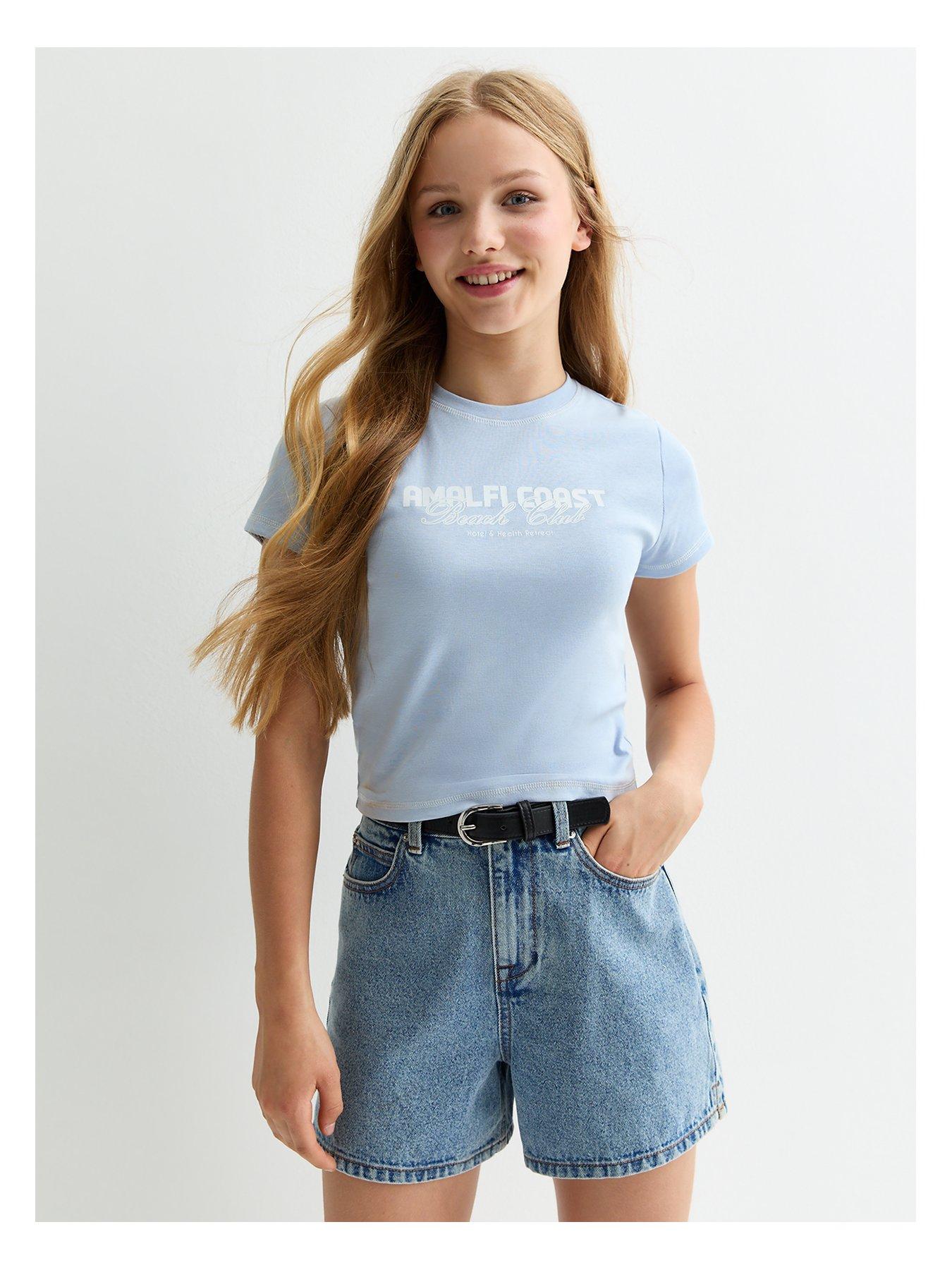 new-look-915-girls-blue-amalfi-coast-slogan-contrast-stitch-t-shirt