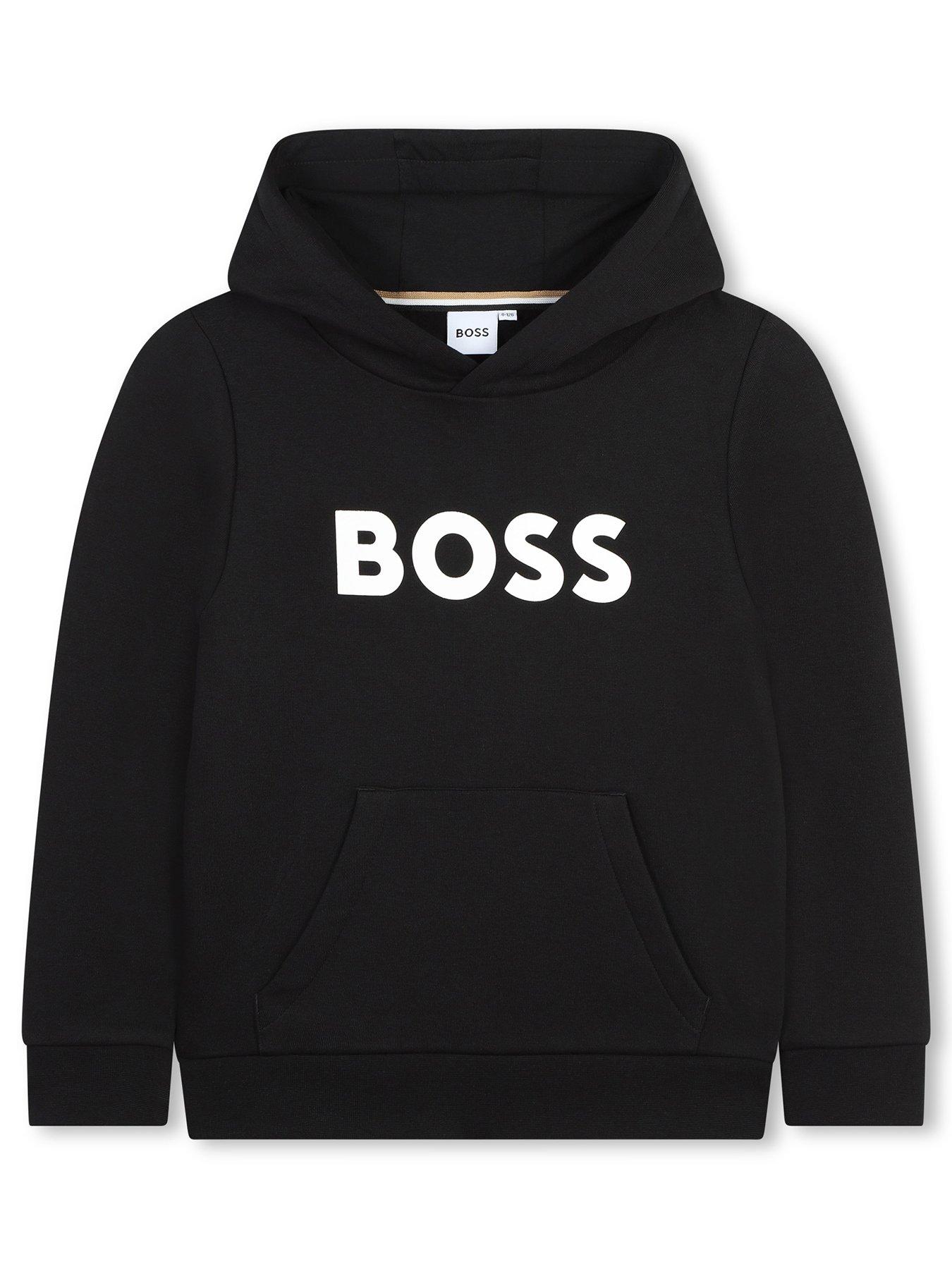 boss-boys-logo-hoodie-blackfront