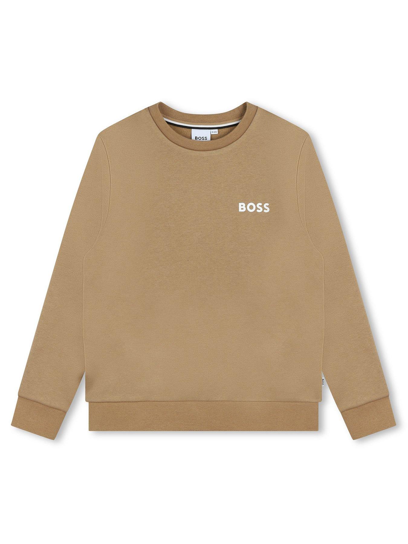 boss-boys-logo-crew-neck-sweat-top-beige