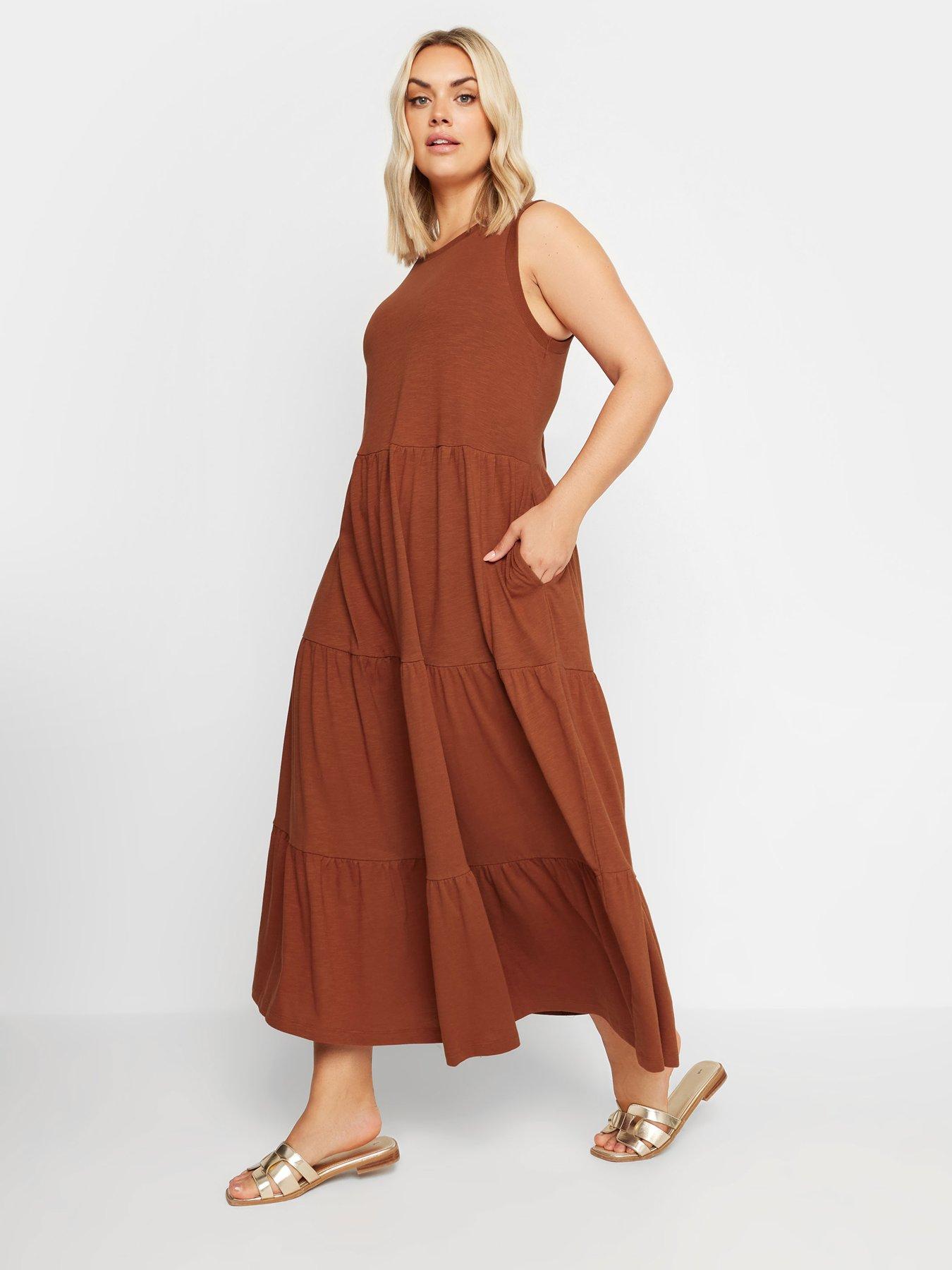 yours-curve-sleeveless-ribbed-trim-tiered-midaxi-dress-orangeback