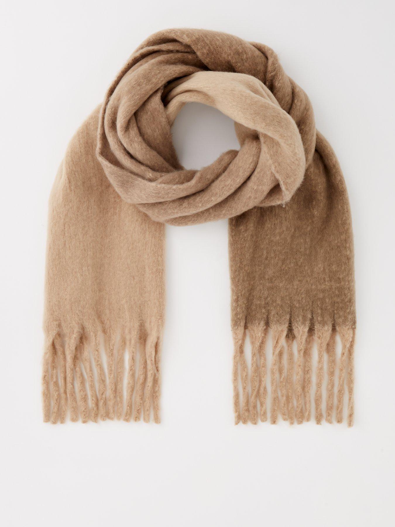 pieces-tassle-detail-scarf-beige