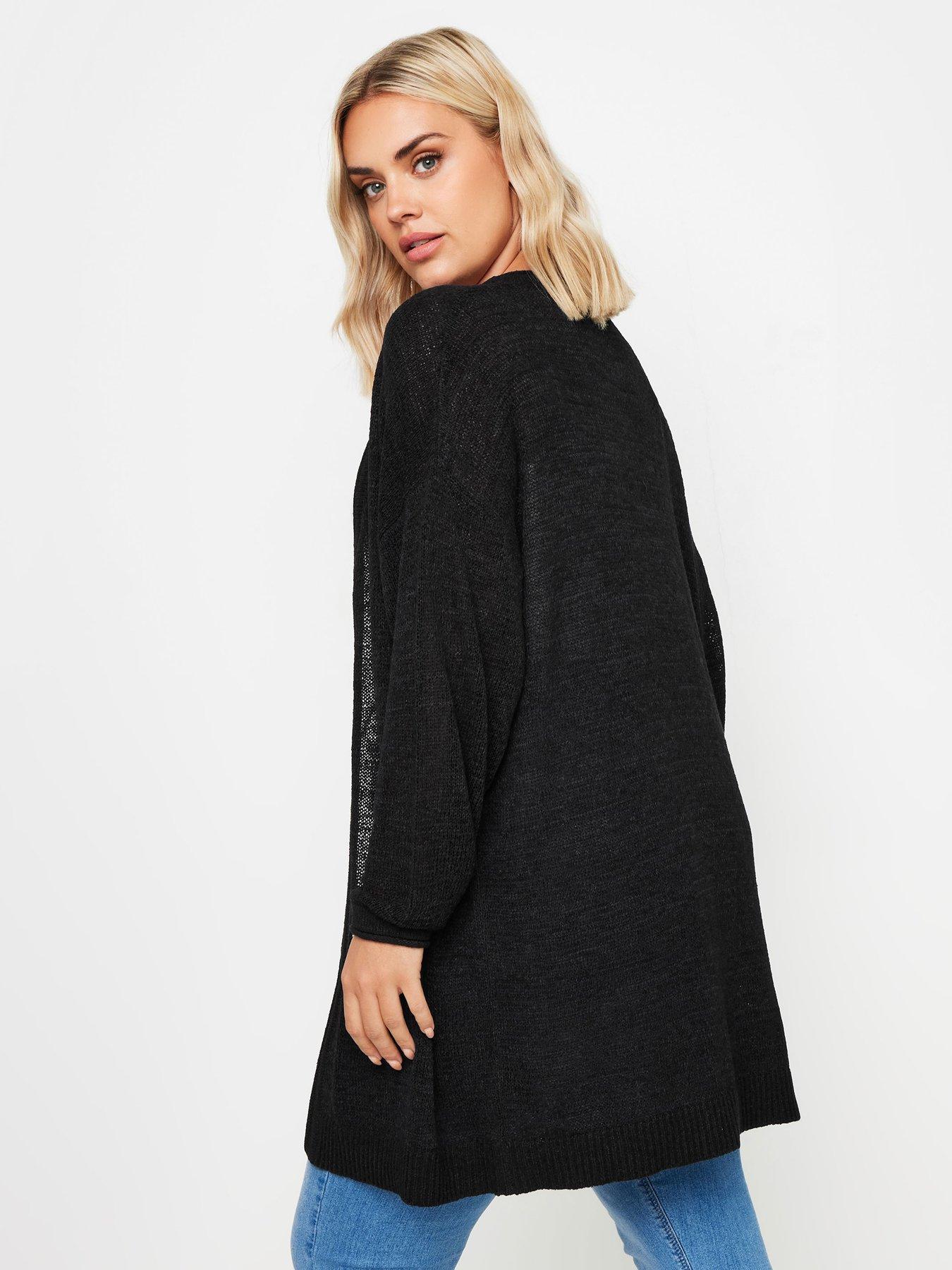 yours-curve-tape-yarn-midi-cardigan-blackstillFront