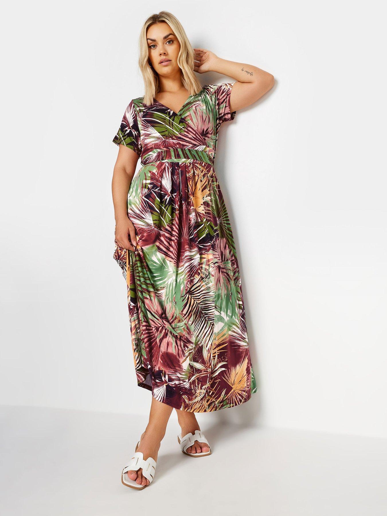 yours-curve-leaf-print-wrap-maxi-dress