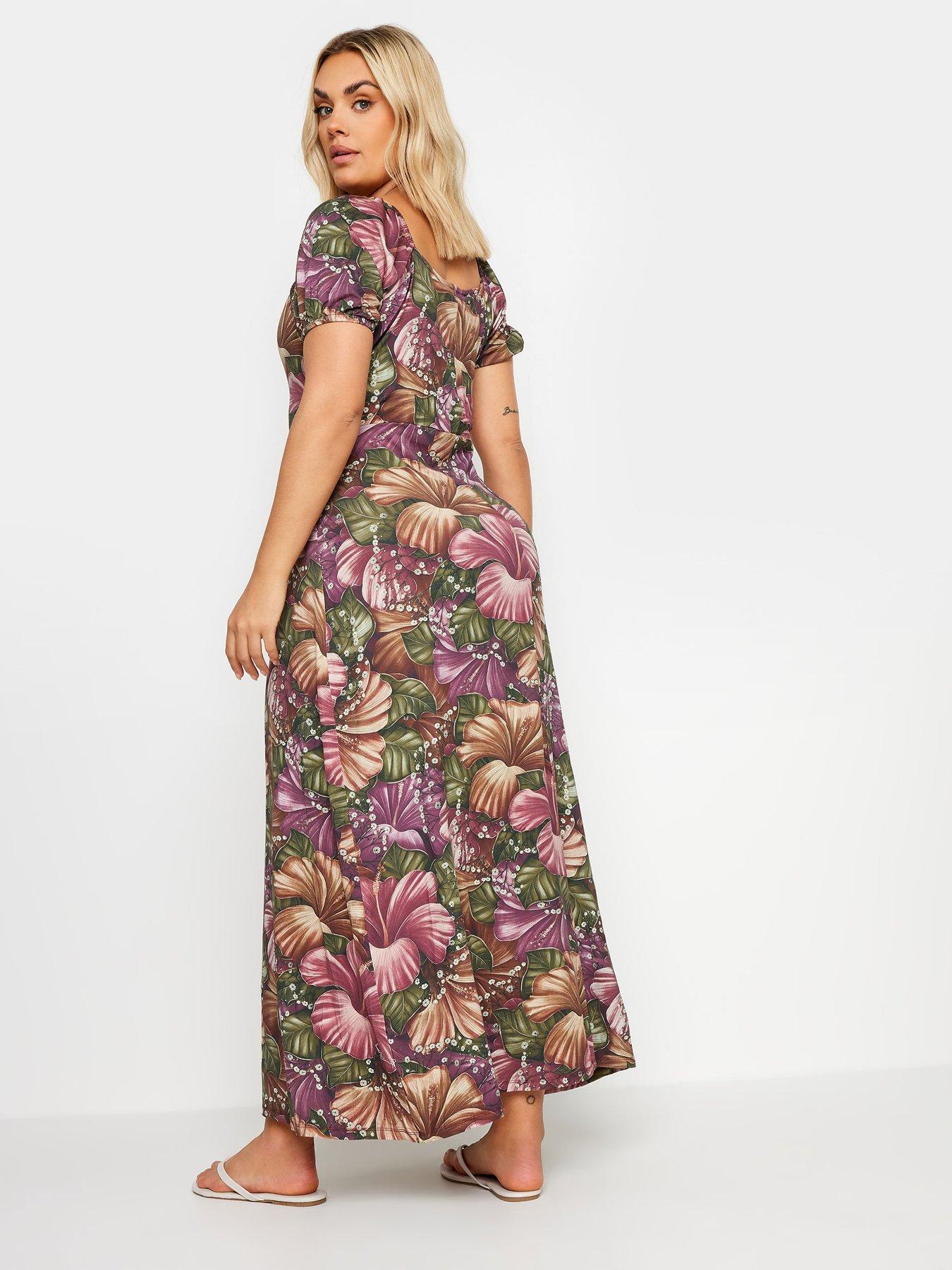 yours-curve-leaf-print-maxi-dress-redstillFront