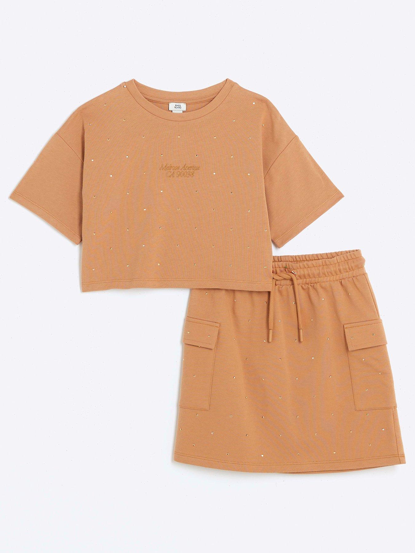 river-island-girls-diamante-t-shirt-and-skirt-set-beige