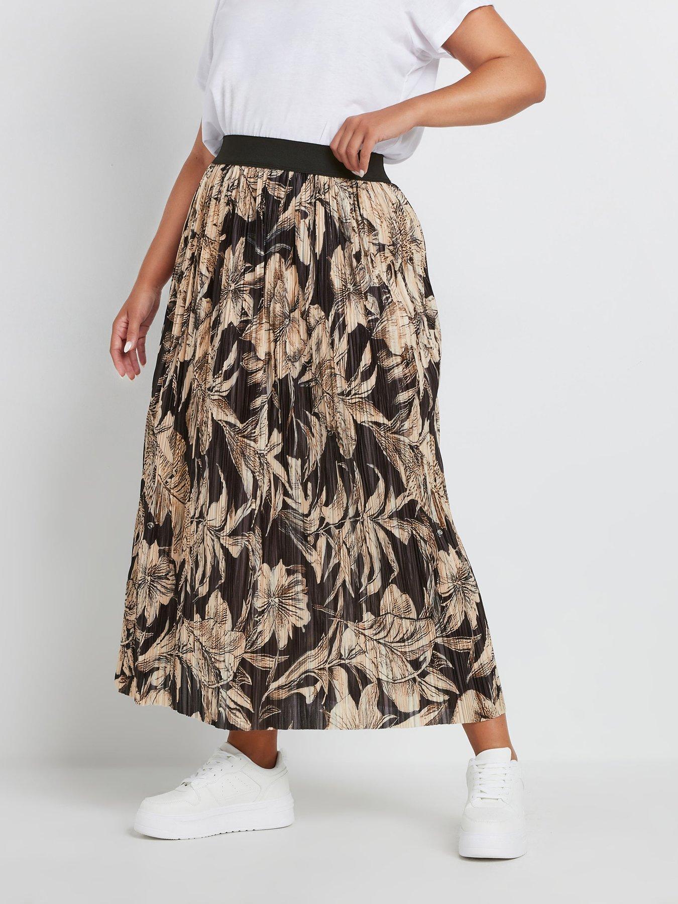 yours-curve-floral-pleated-skirt