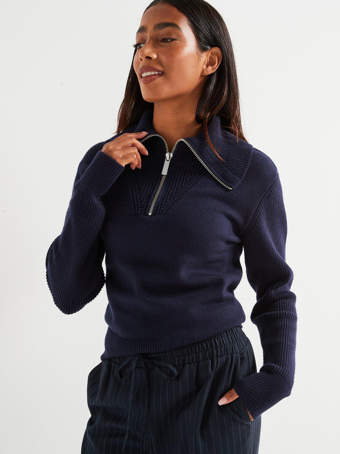 v-by-very-half-zip-knitted-jumper-navy