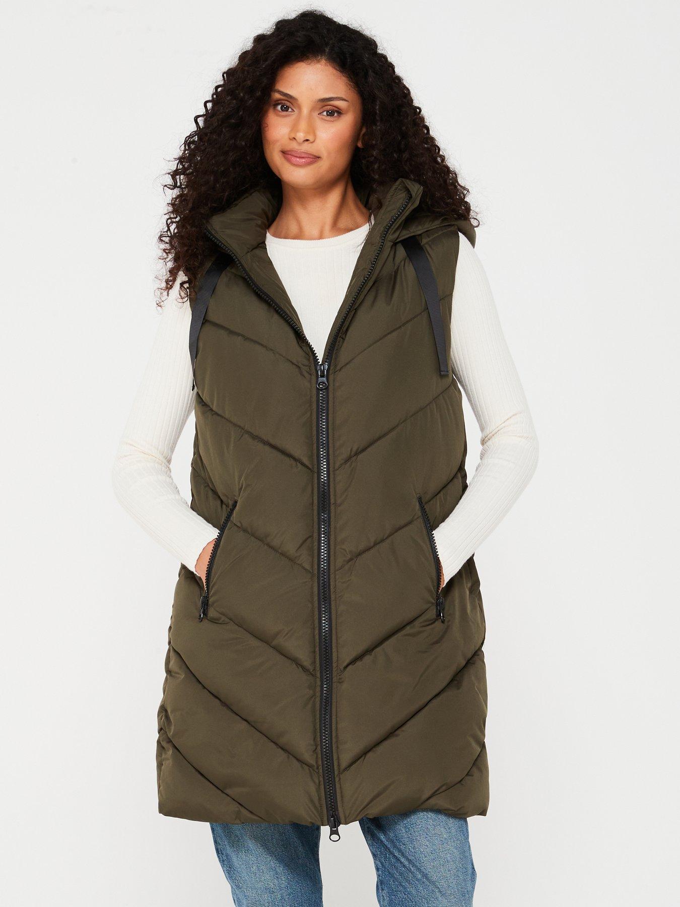 jdy-padded-hooded-longline-gilet-green
