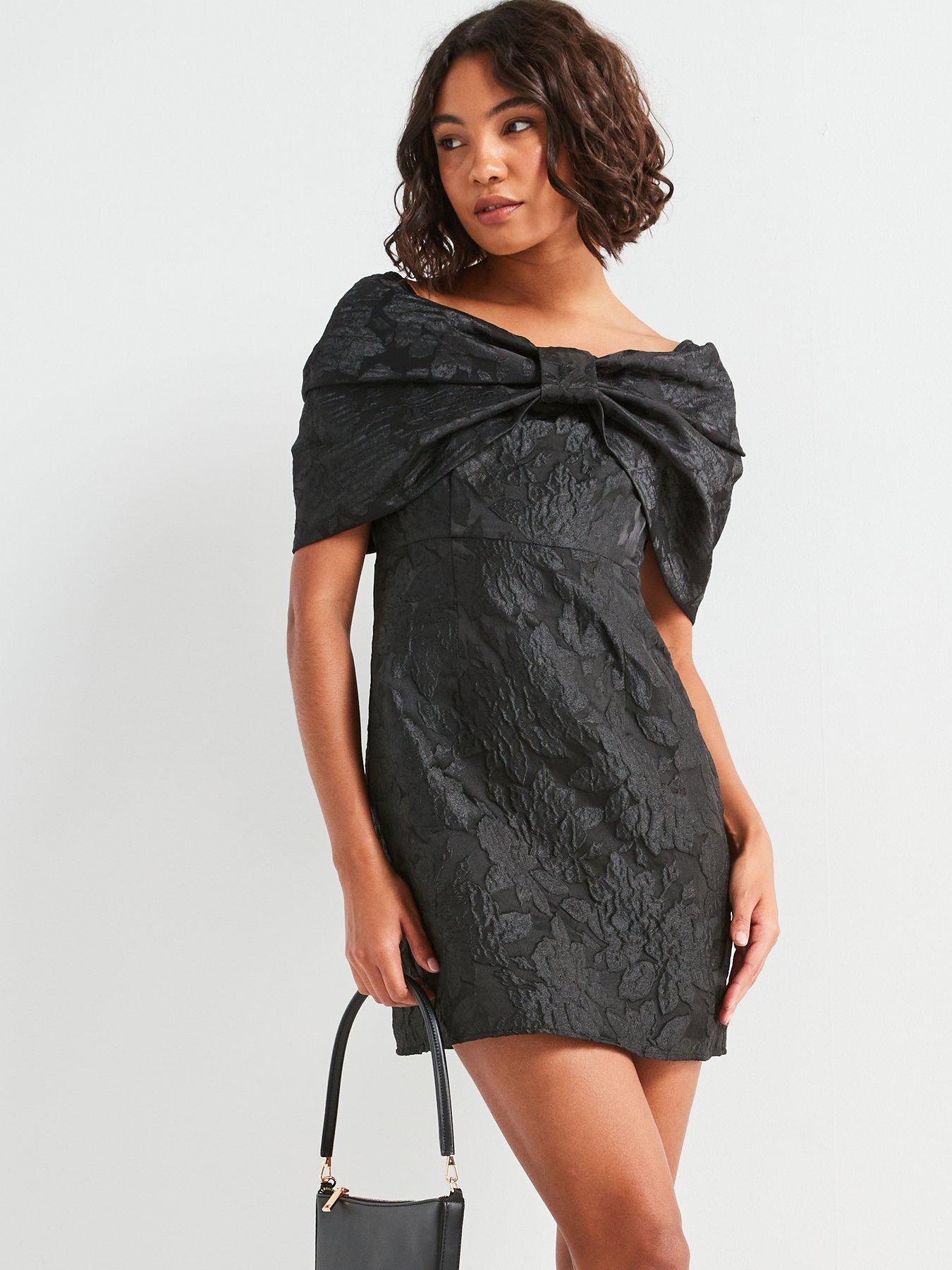 vero-moda-off-shoulder-bow-mini-dress-black