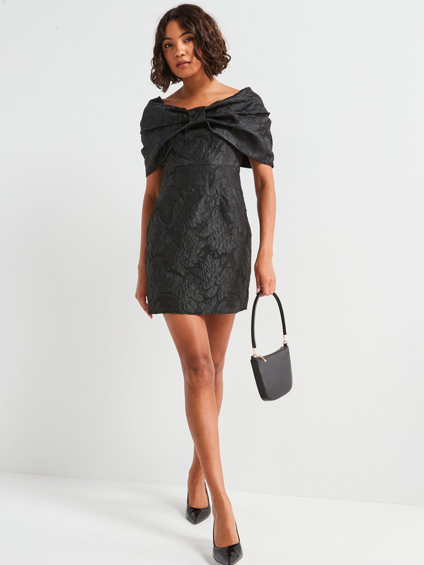 vero-moda-off-shoulder-bow-mini-dress-blackback