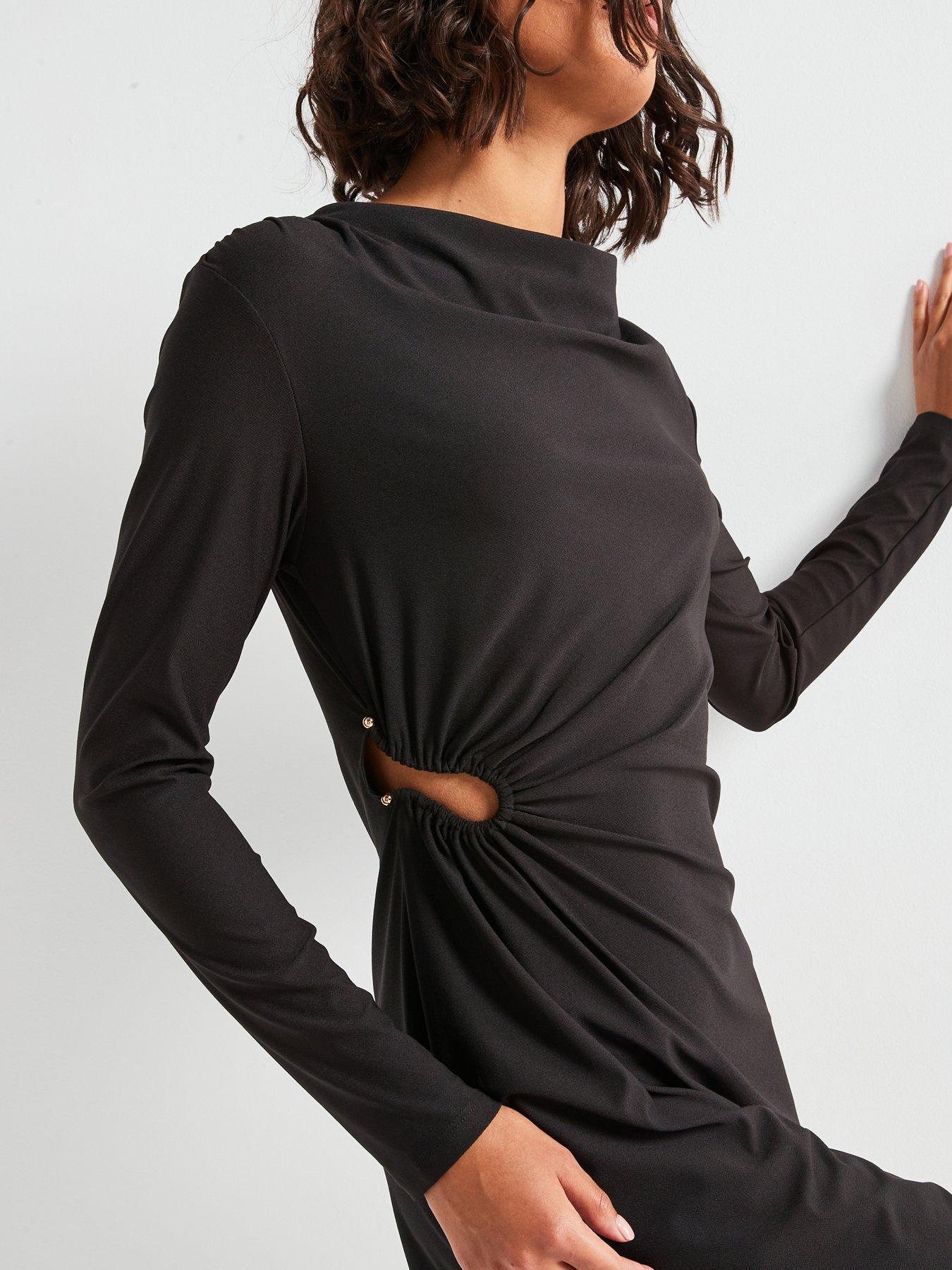 vero-moda-long-sleeve-mini-boat-neck-dress-blackoutfit